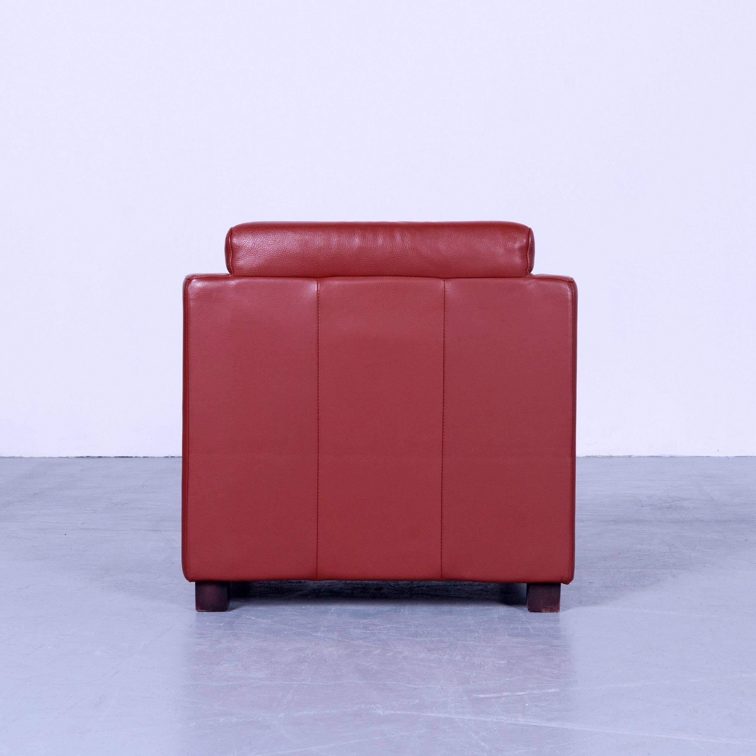 Ewald Schillig Designer Corner Sofa and Armchair Orange Red Leather Function 3