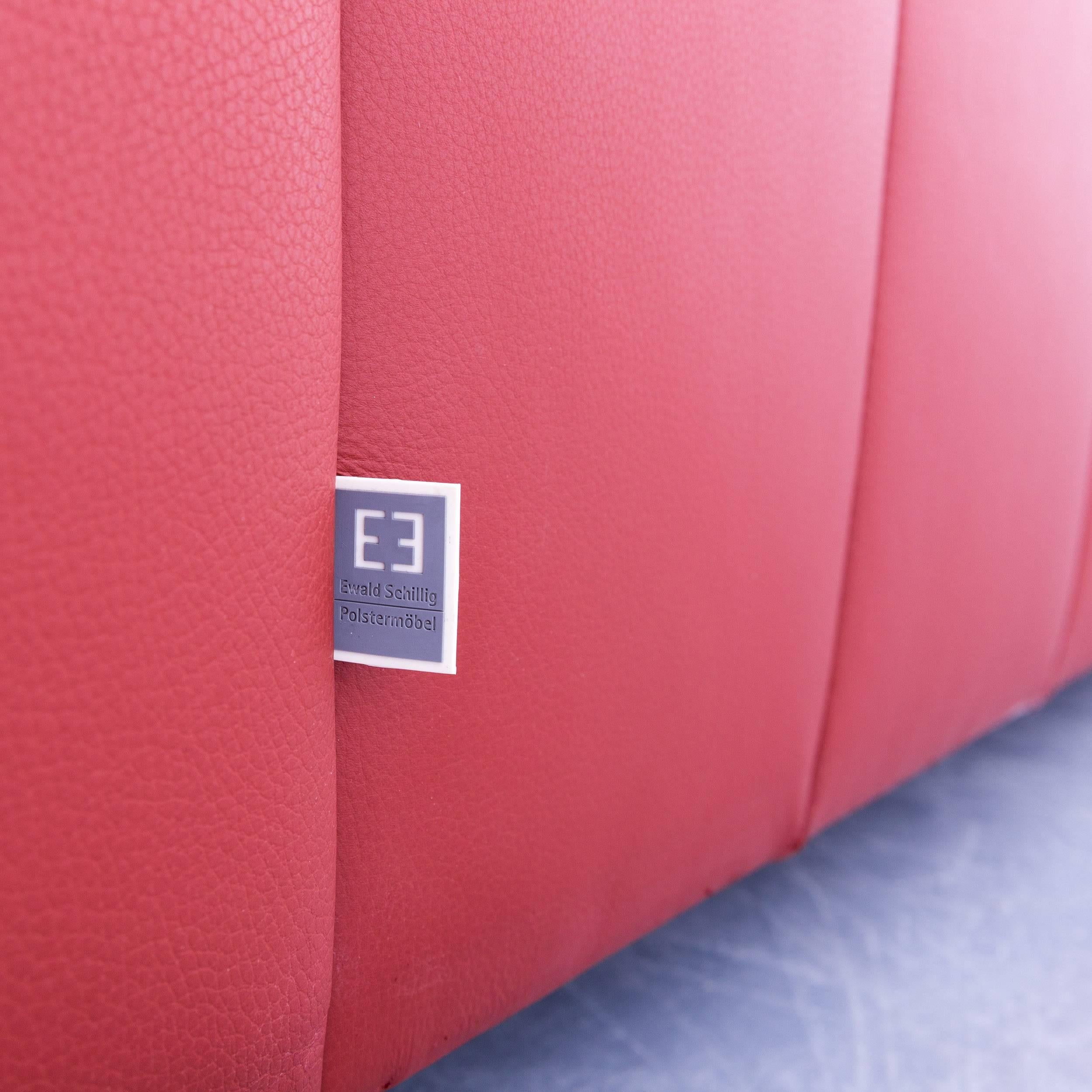 Ewald Schillig Designer Corner Sofa and Armchair Orange Red Leather Function In Good Condition In Cologne, DE