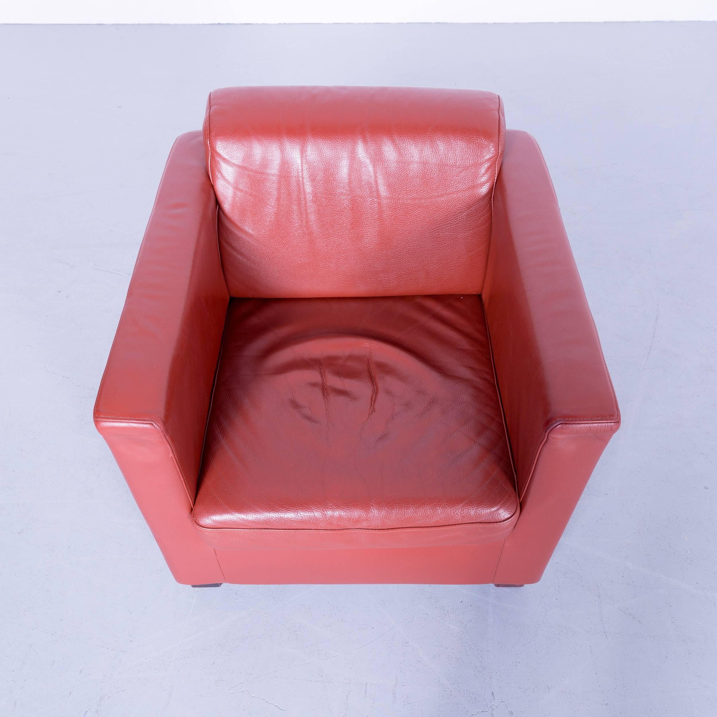 Ewald Schillig Designer Corner Sofa and Armchair Orange Red Leather Function 2