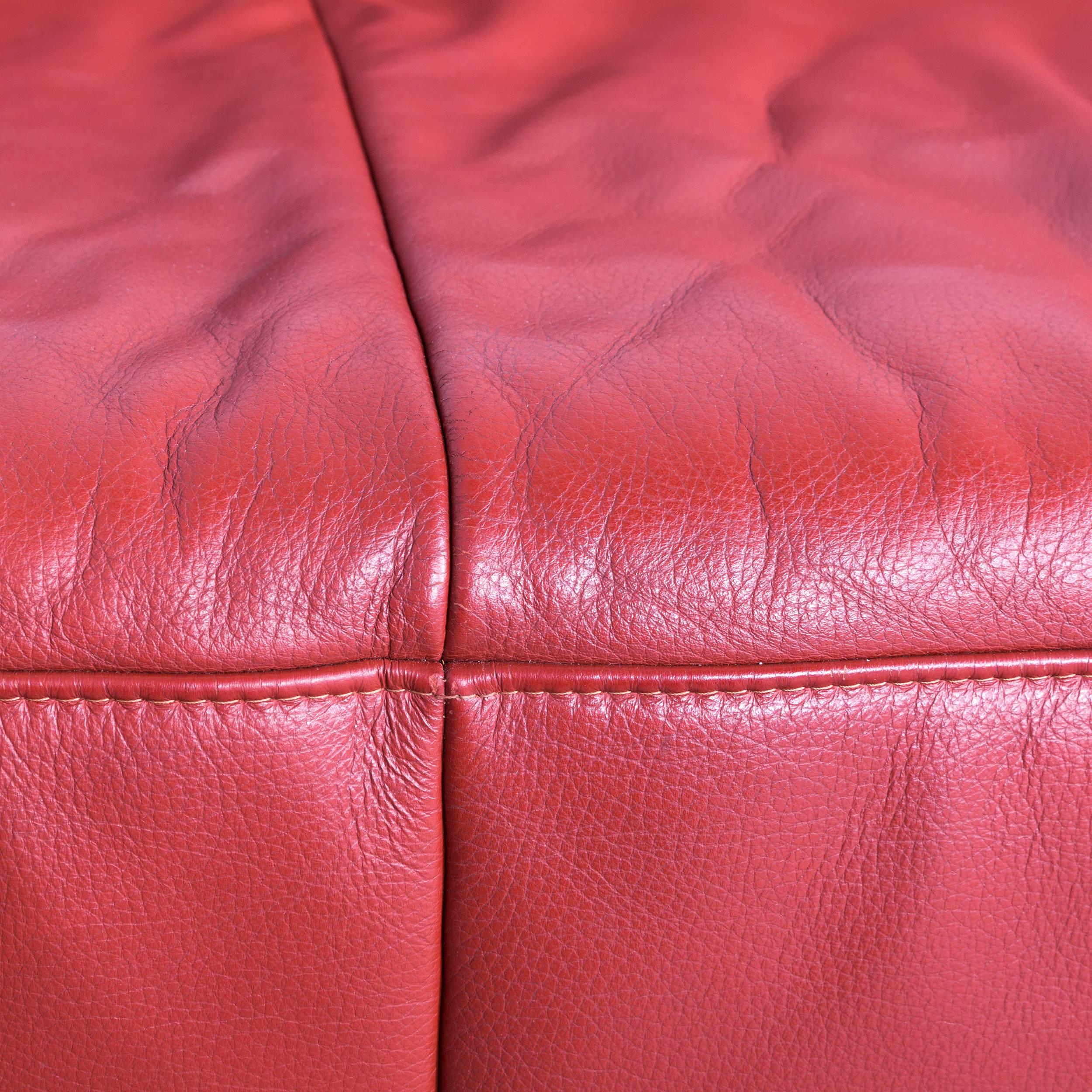 Modern Ewald Schillig Designer Corner Sofa and Armchair Orange Red Leather Function