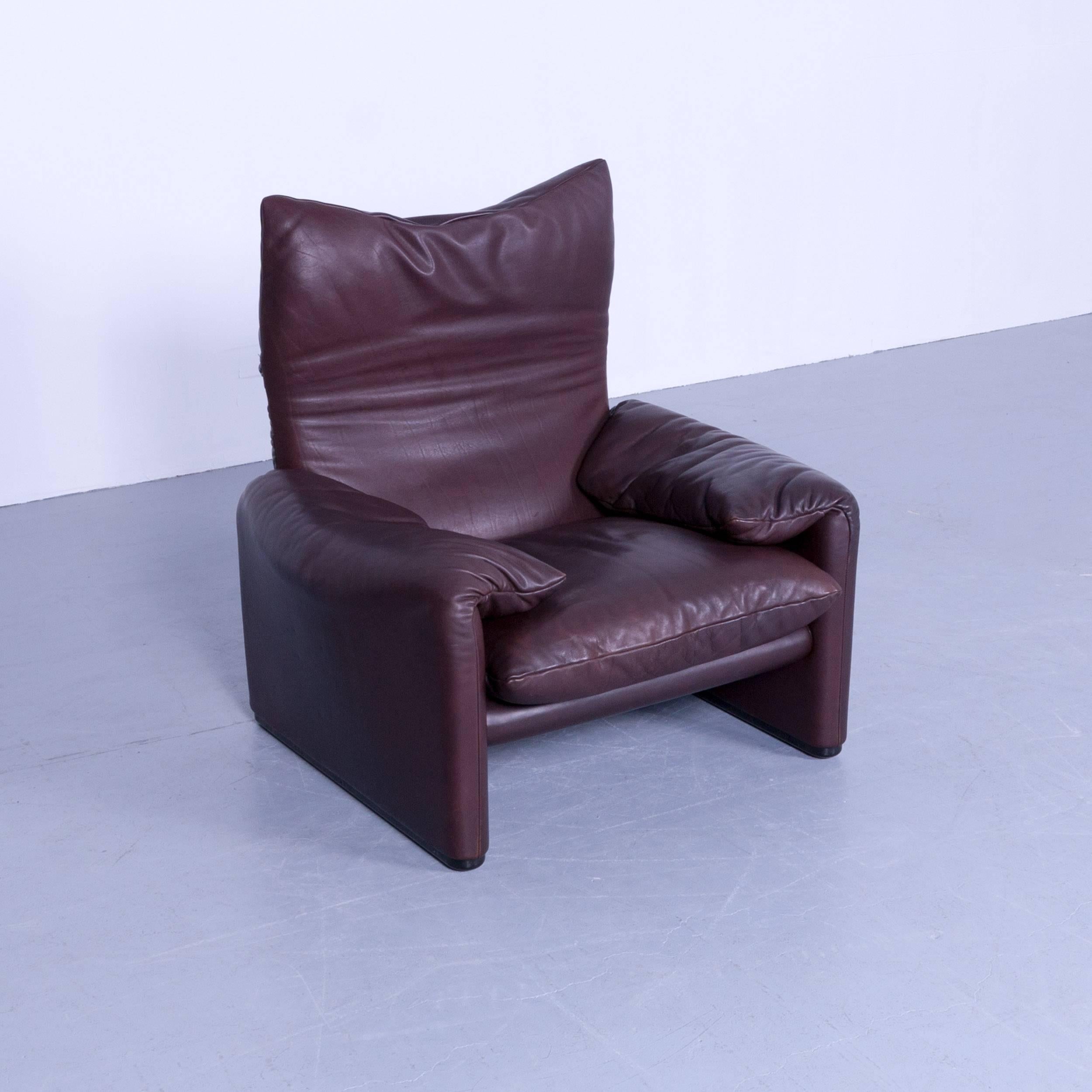 Cassina Maralunga Armchair Vico Magistretti Chair Leather Brown Mocca Function In Good Condition In Cologne, DE
