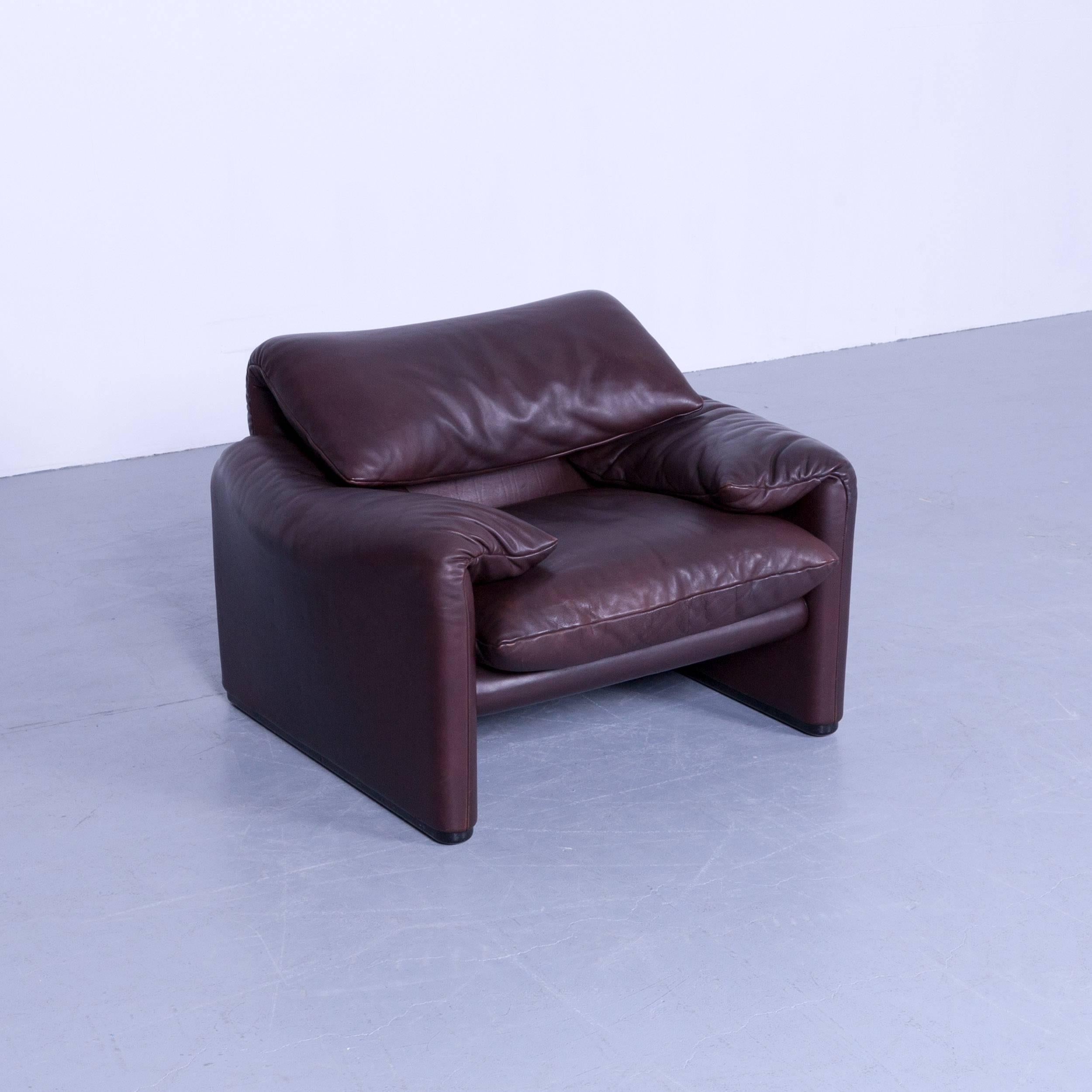 Italian Cassina Maralunga Armchair Vico Magistretti Chair Leather Brown Mocca Function