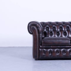 Chesterfield Two-Seat Sofa Brown Mocca Vintage Retro Handmade Rivets