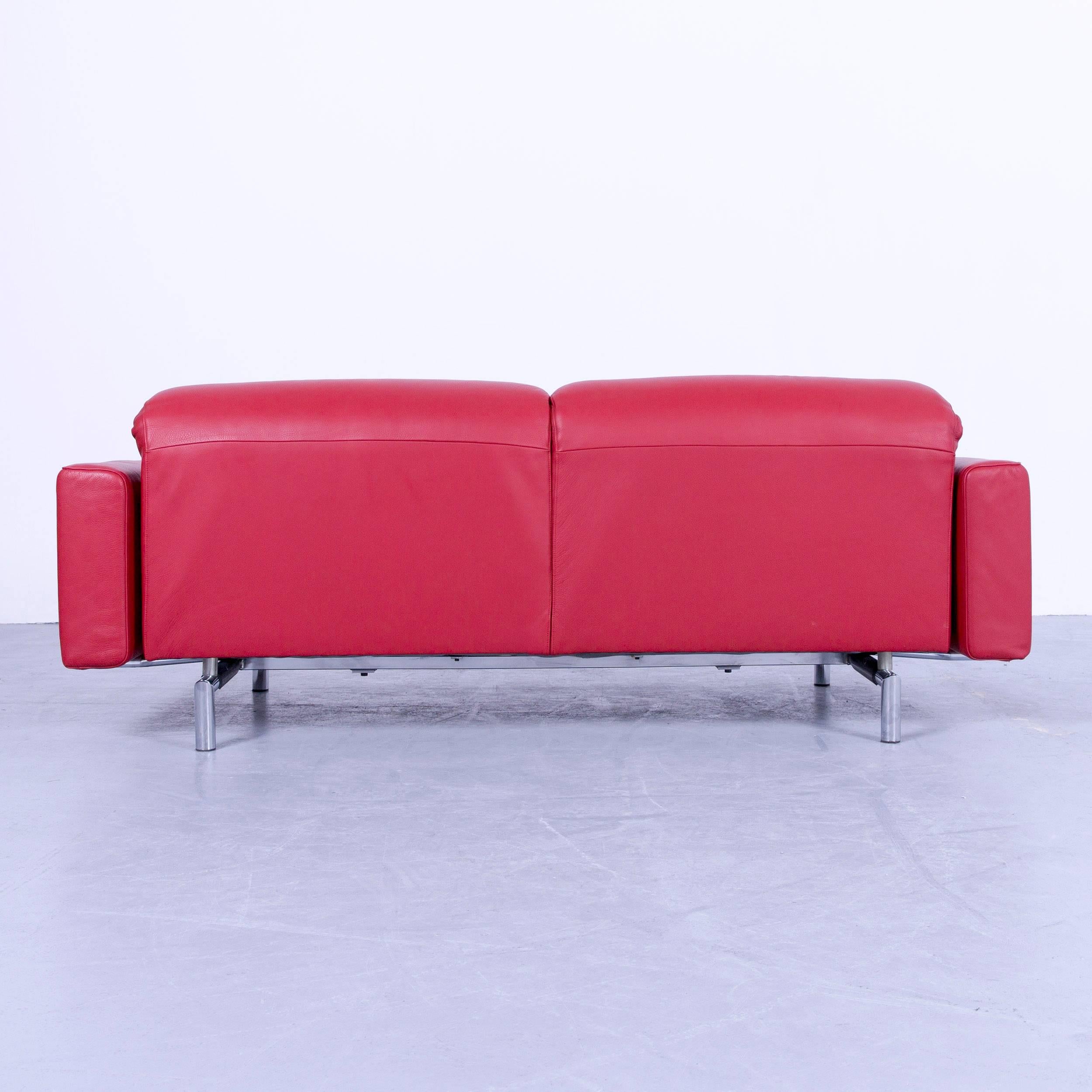 Strässle Matteo Designer Sofa Leather Red Relax Function Two-Seat Modern For Sale 5