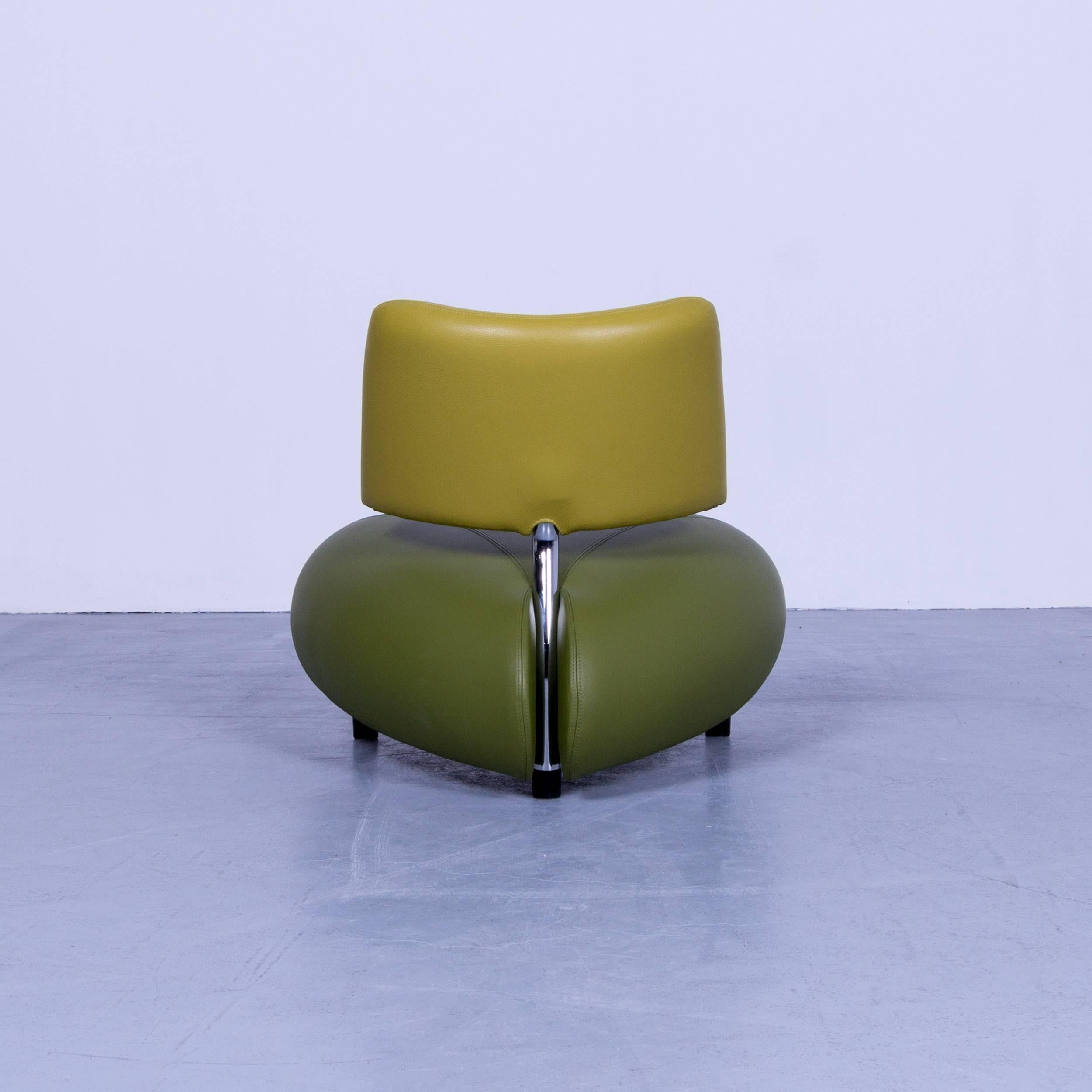 Leather Leolux Pallone Pa Designer Chair Green One Seat Modern by Roy De Scheemaker 1989 For Sale