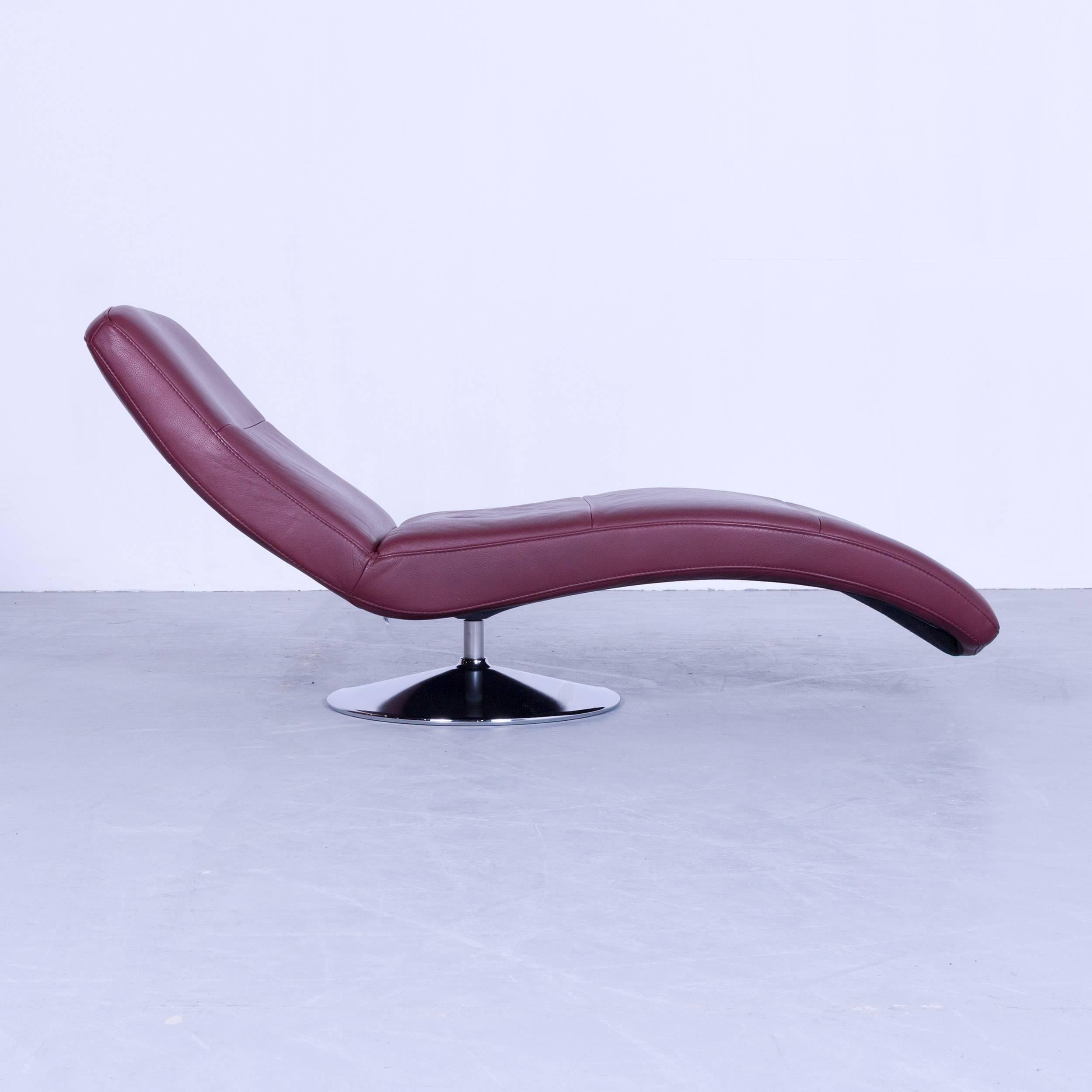 Ewald Schillig Slice daybed Designer Recliner Chair Leather Red Bordeaux For Sale 2