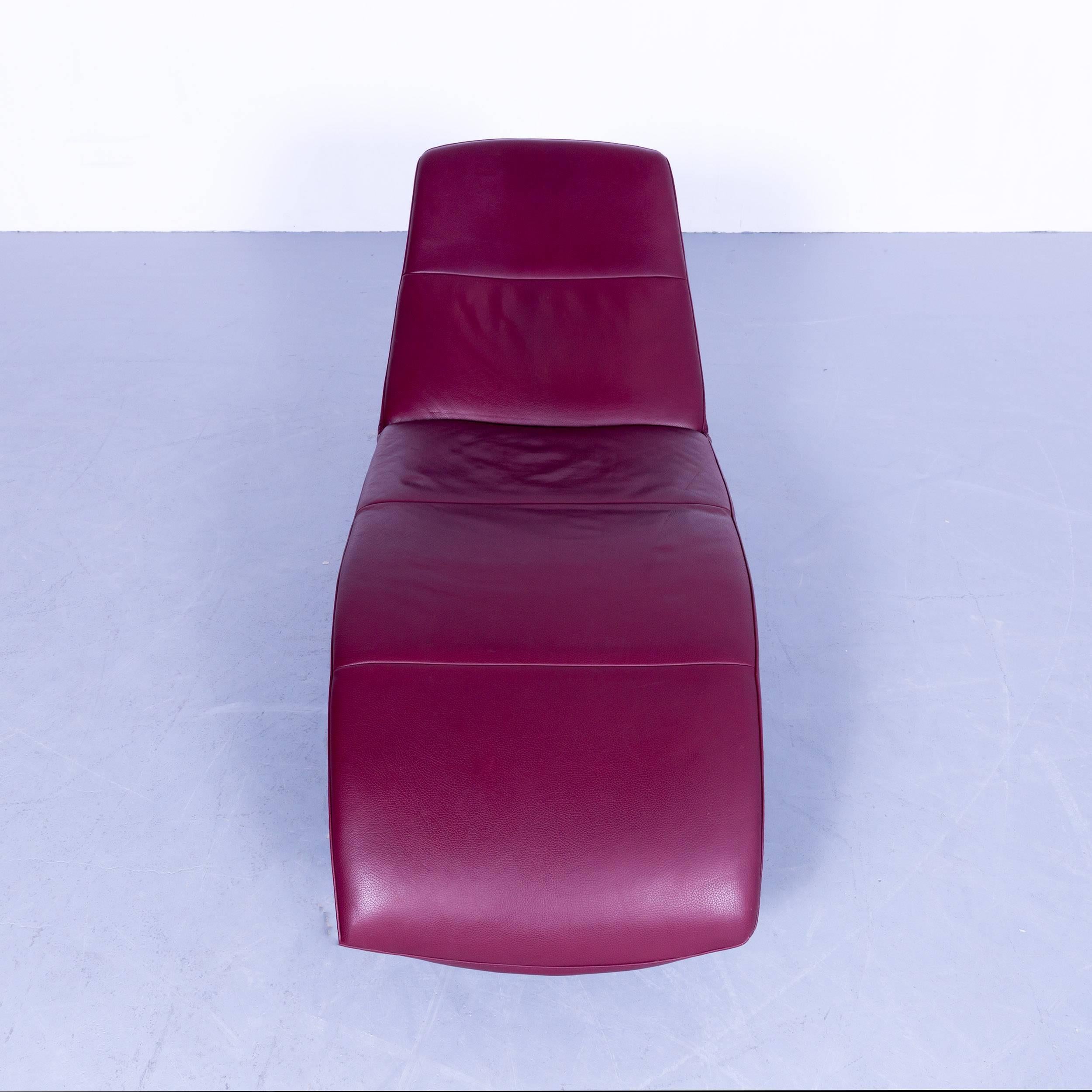Ewald Schillig Slice daybed Designer Recliner Chair Leather Red Bordeaux In Excellent Condition For Sale In Cologne, DE