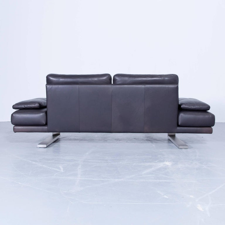 Rolf Benz 6600 Sofa Designer Leather Aubergine Black Three-Seat Couch  Modern at 1stDibs