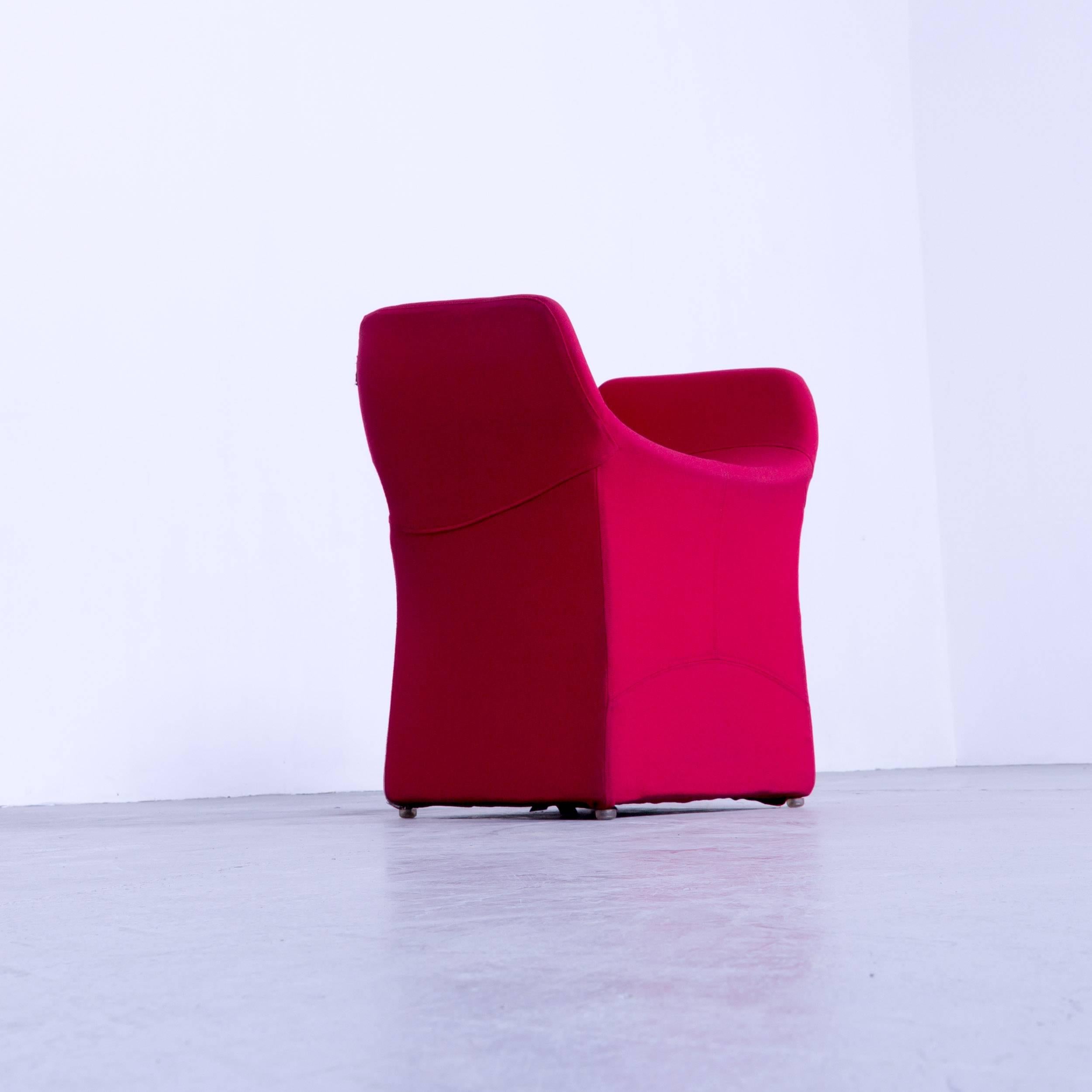 Leather Moroso Bloomy Designer Chair in High Quality Red Fabric by Patricia Urquiola