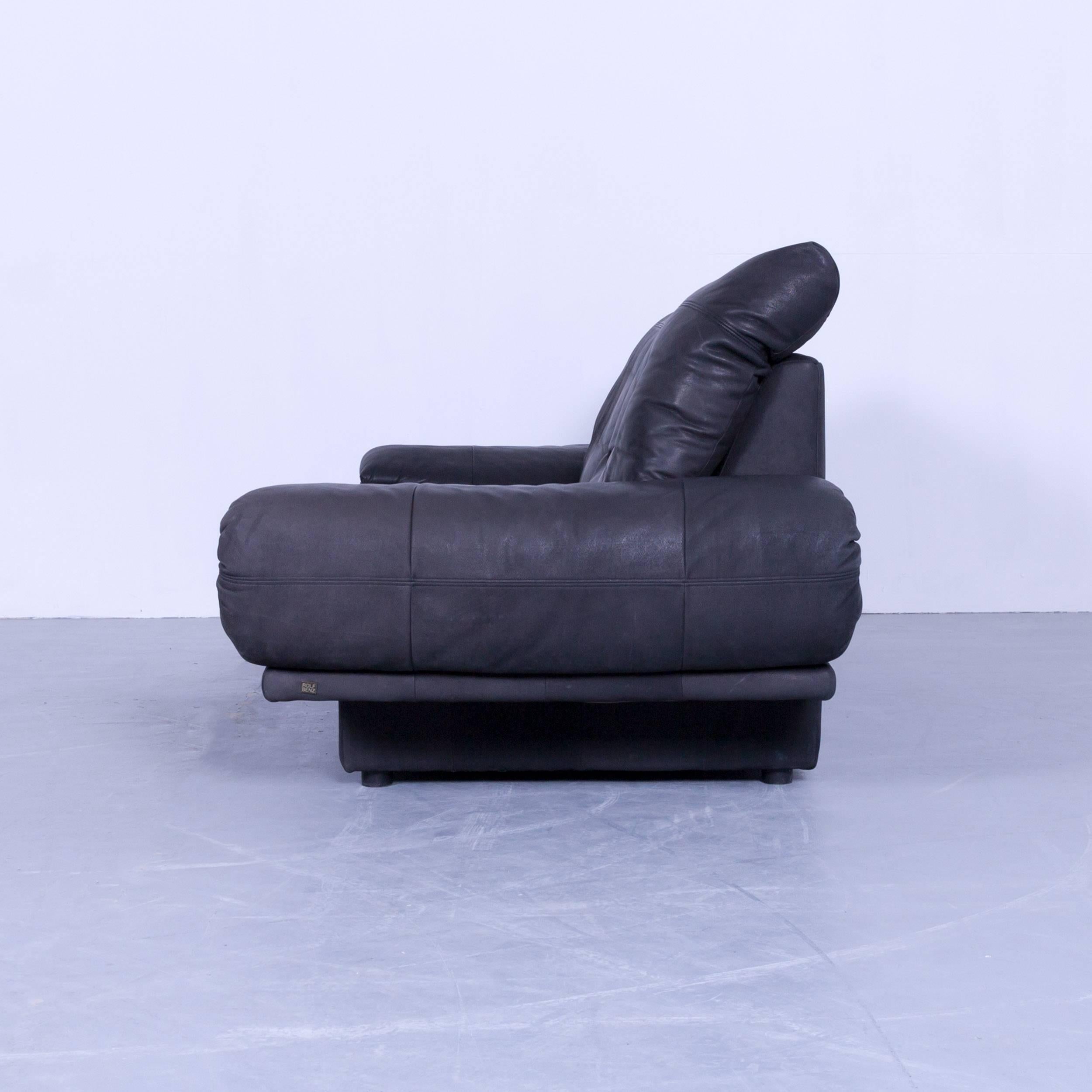 Rolf Benz 345 Designer-Sofa aus schwarzem Leder mit drei Sitzen, Moderne Vintage Retro (21. Jahrhundert und zeitgenössisch)