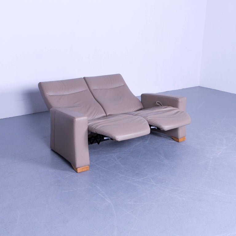 Himolla Designer Relax Sofa Leather Beige Crème TwoSeat Couch Germany