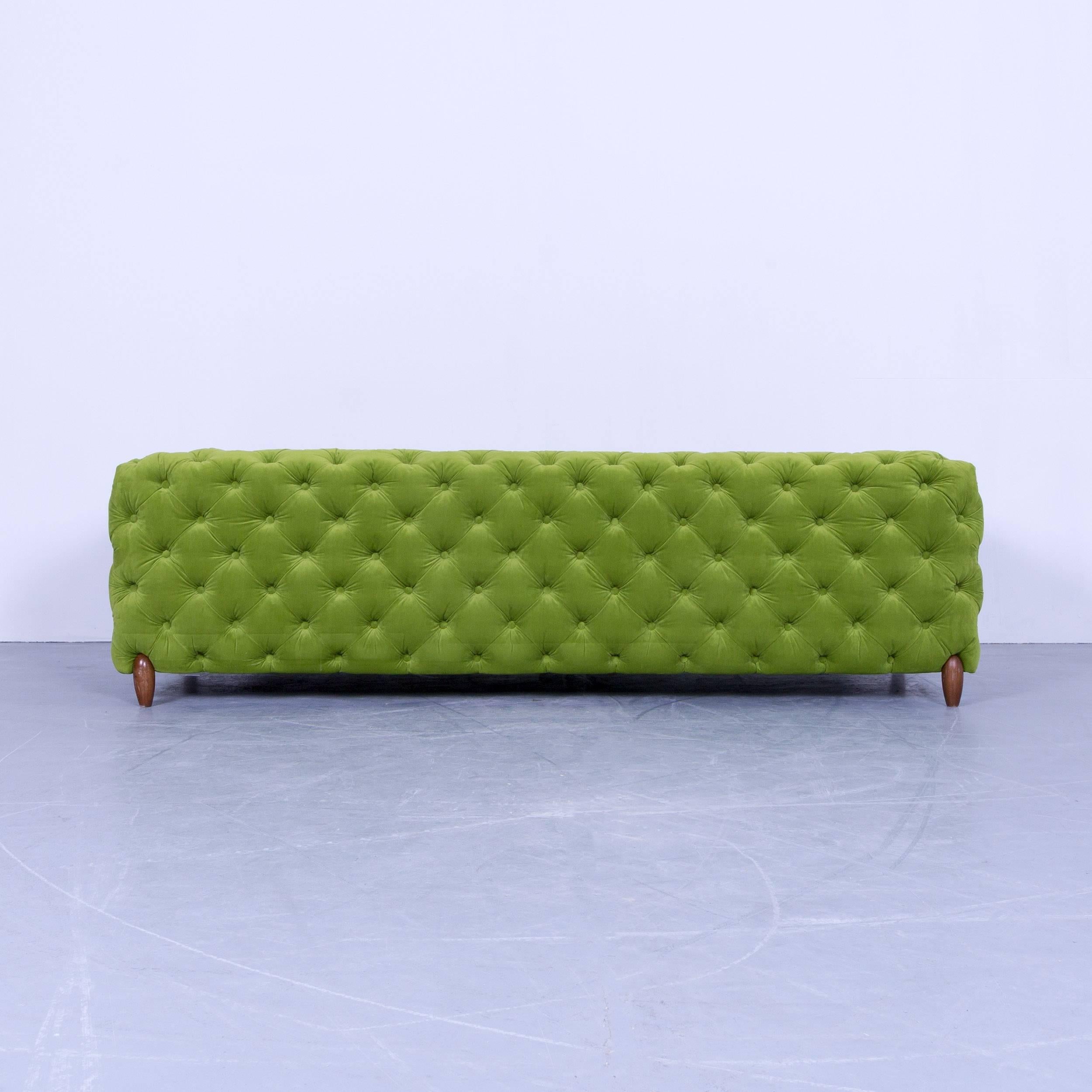 Original Kare Designer Sofa Set Fabric Green and Blue Three-Seat Couch Modern 3