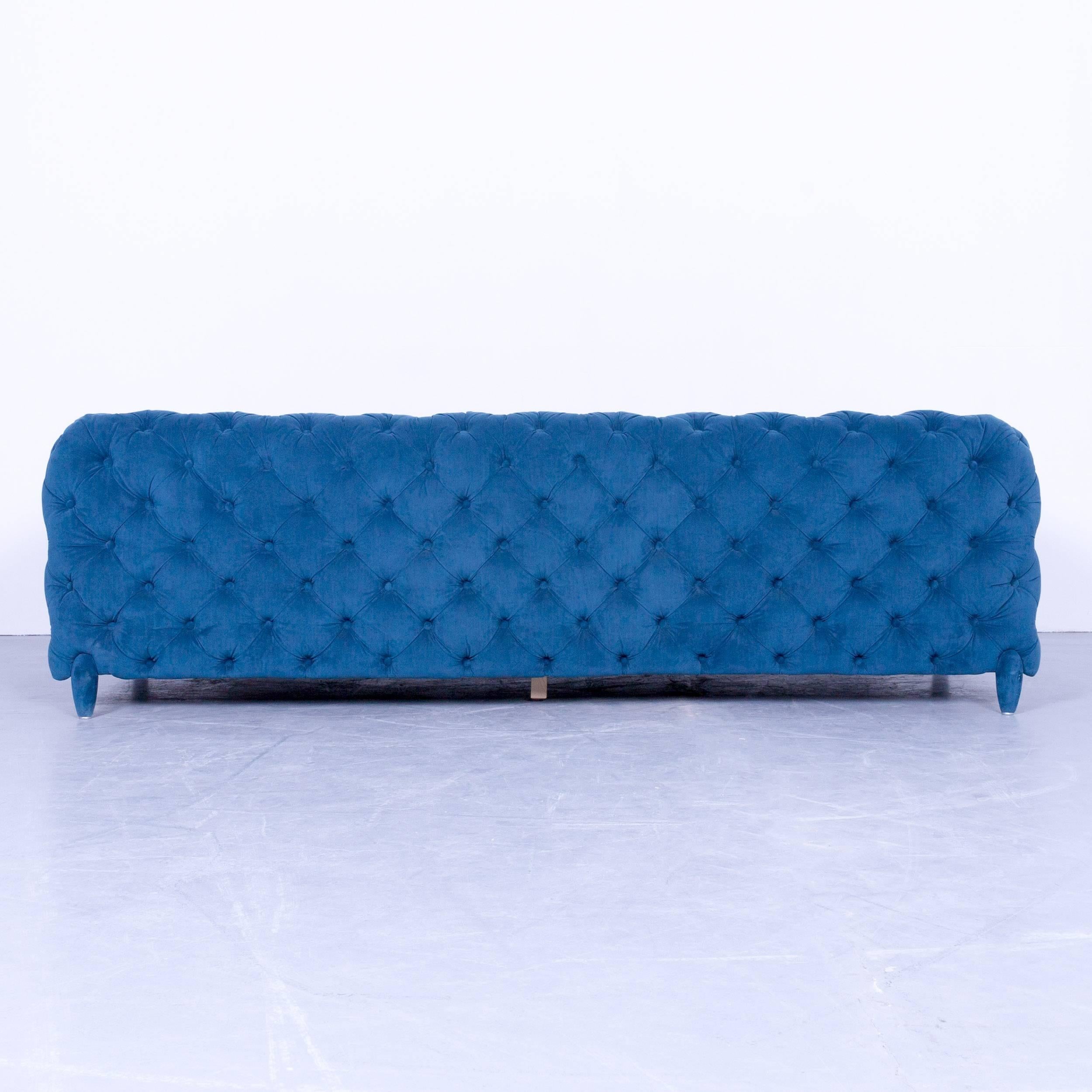 Contemporary Original Kare Designer Sofa Set Fabric Green and Blue Three-Seat Couch Modern