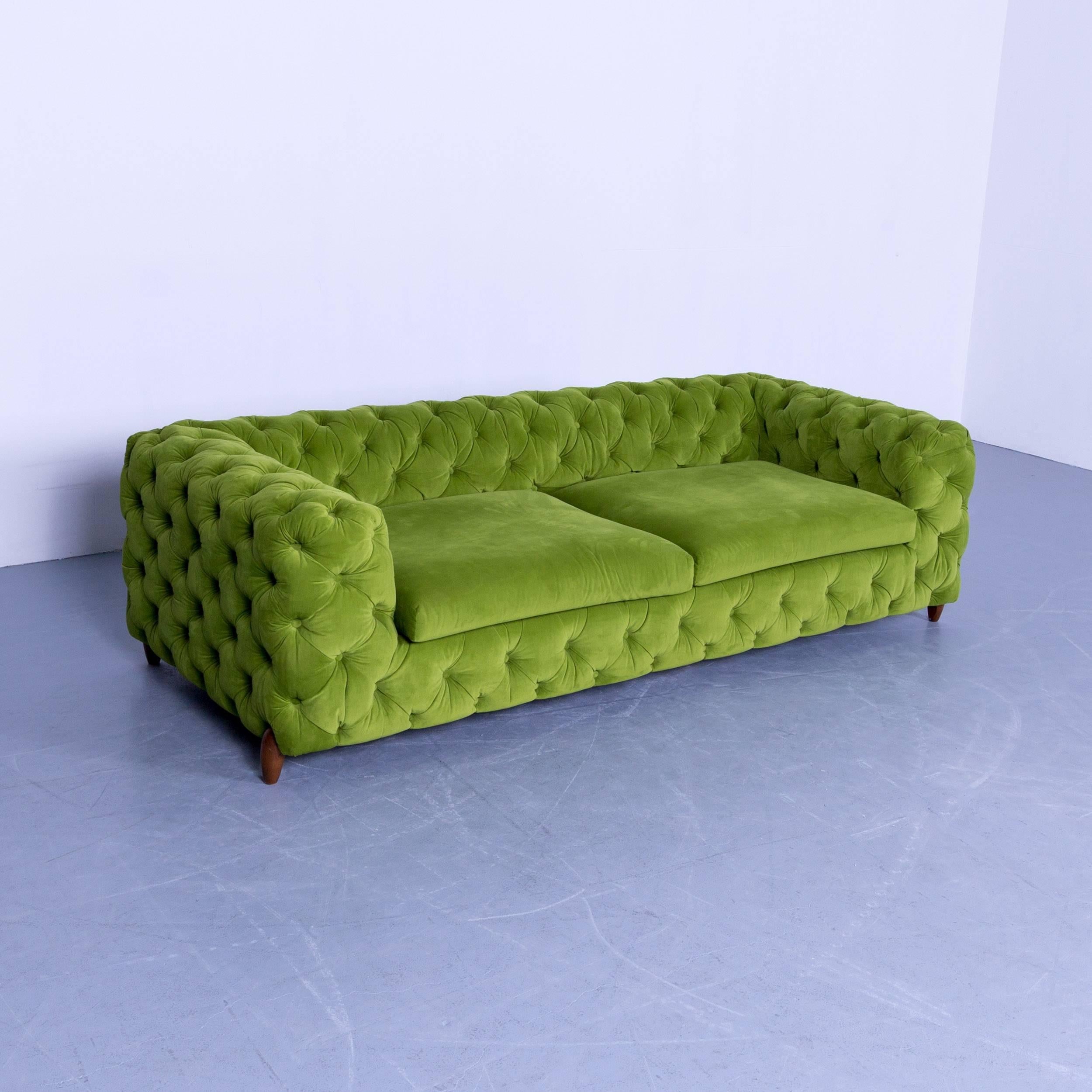 Original Kare Designer Sofa Set Fabric Green and Blue Three-Seat Couch Modern 1