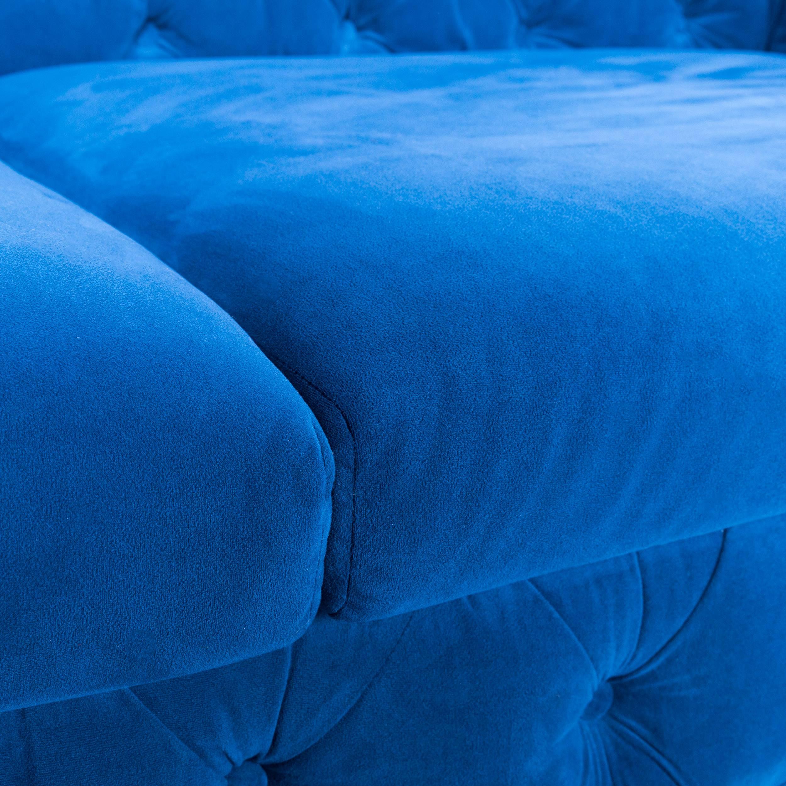 German Original Kare Designer Sofa Set Fabric Green and Blue Three-Seat Couch Modern