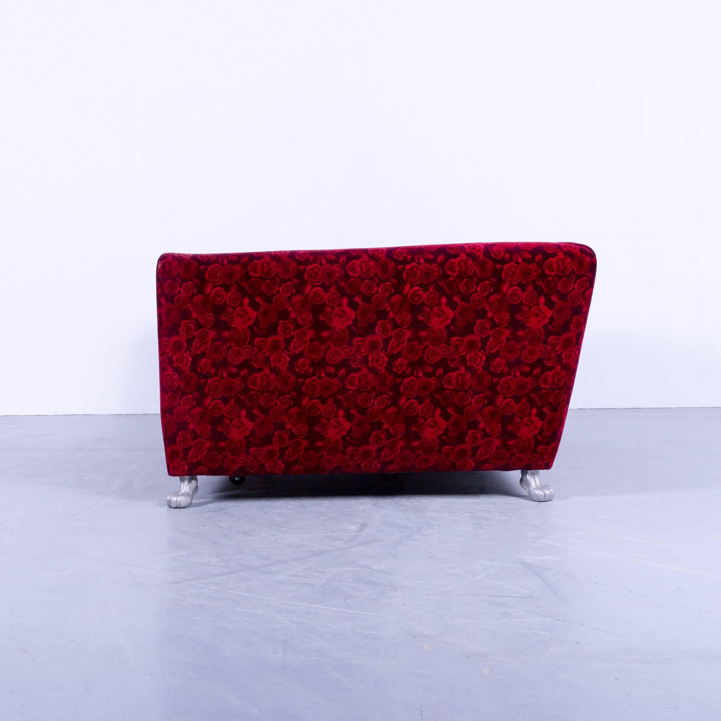 Bretz Monster Sofa Red Fabric Three-Seat Couch Rose Pattern Sleeping Couch  Bed at 1stDibs