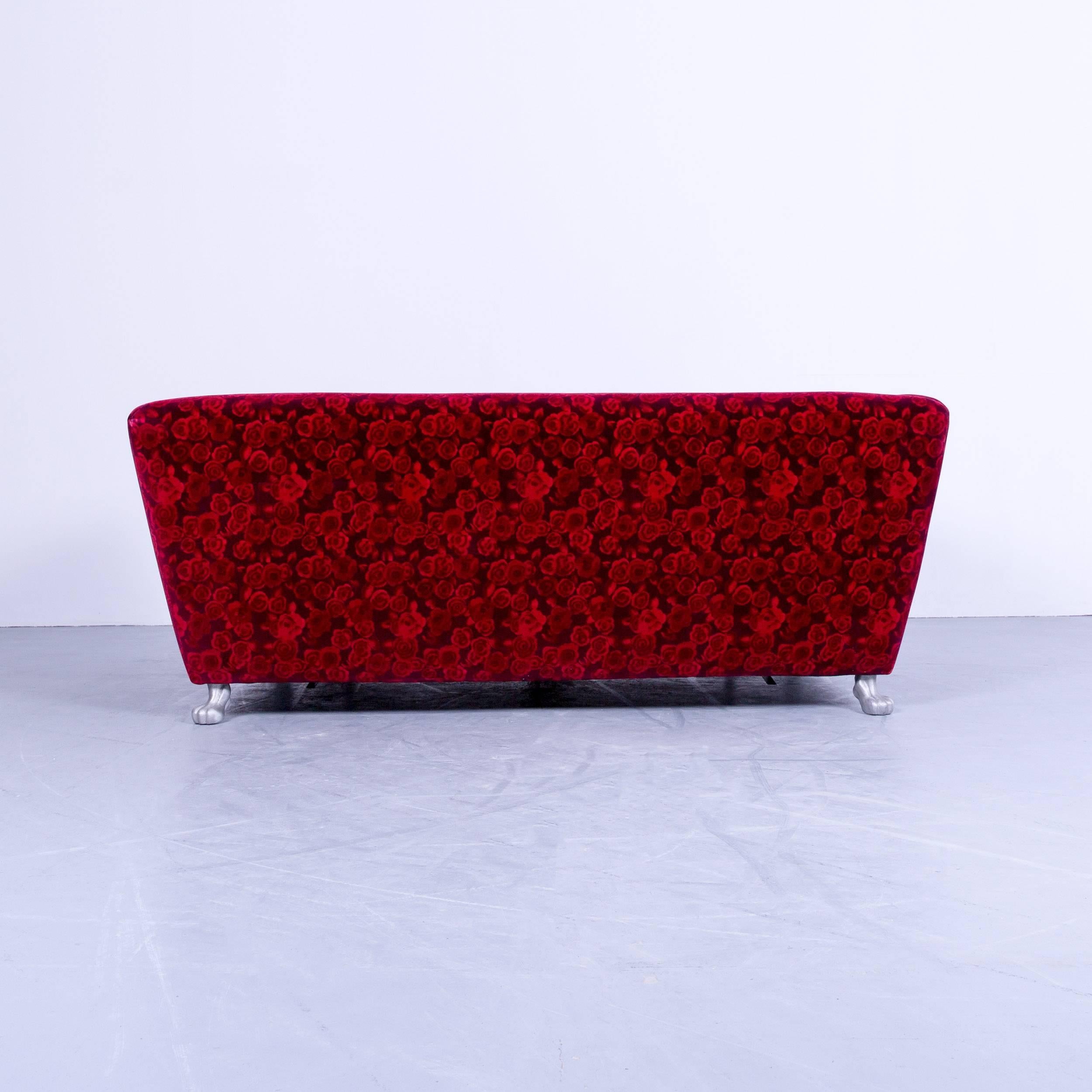 Bretz Monster Sofa Red Fabric Three-Seat Couch Rose Pattern Sleeping Couch  Bed at 1stDibs