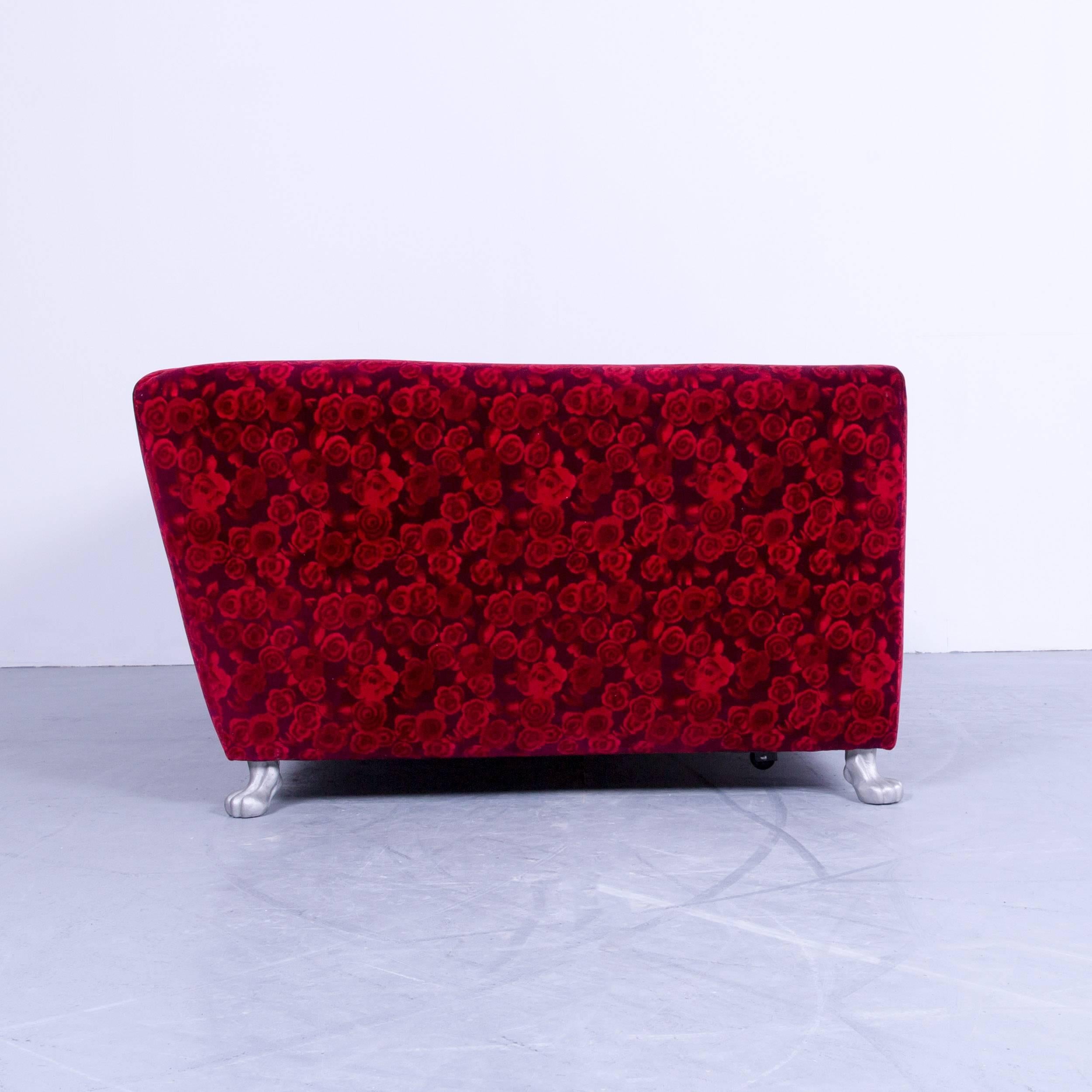 Canapé trois places en tissu rouge Bretz Monster Canapé à motifs de roses Canapé-lit pour le sommeil 2