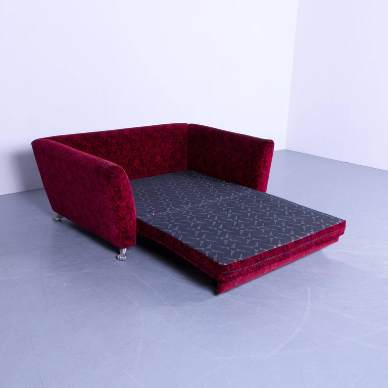 Bretz Monster Sofa Red Fabric Three-Seat Couch Rose Pattern Sleeping Couch  Bed at 1stDibs