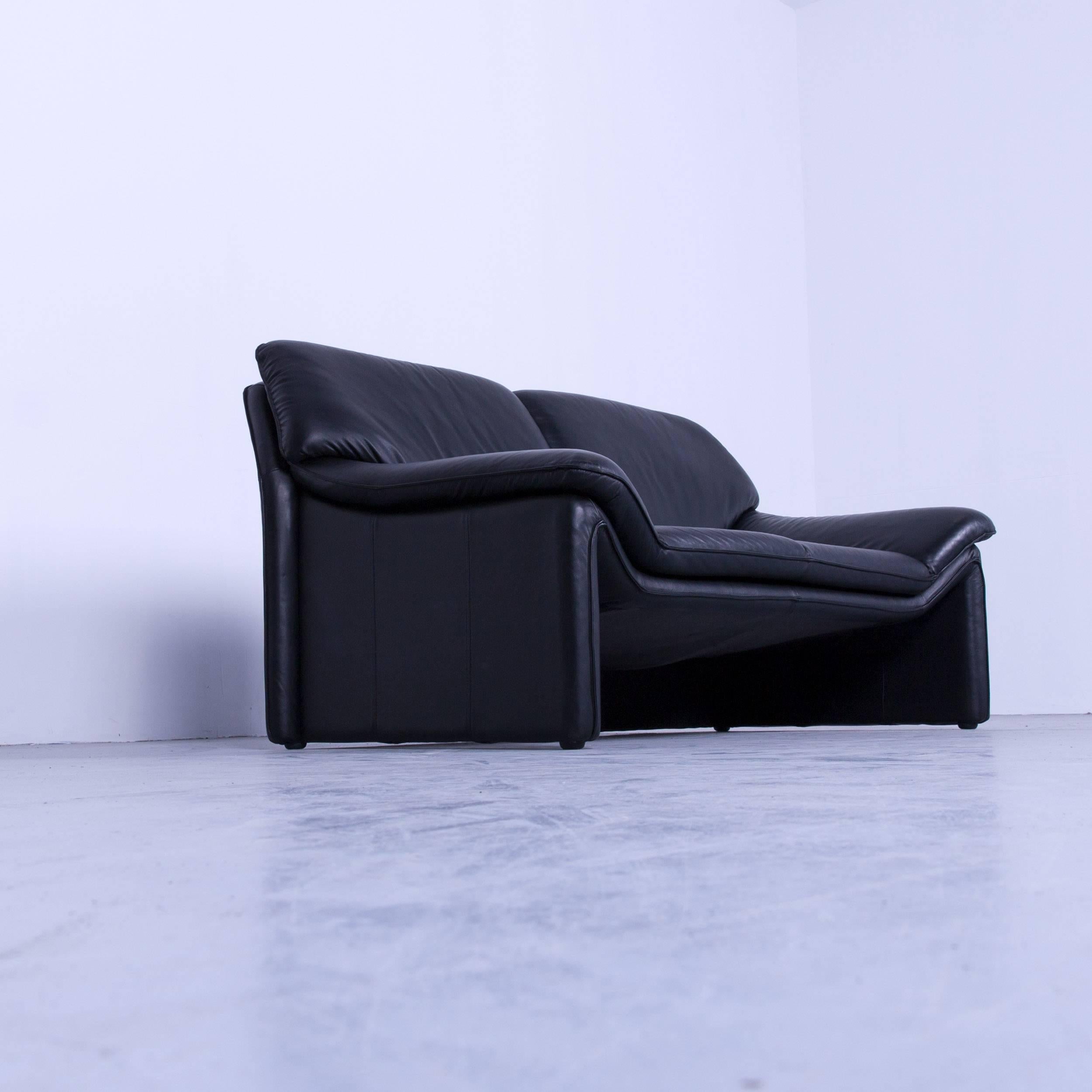 Laauser Atlanta Designer Sofa Leather Black Two-Seat Couch 1