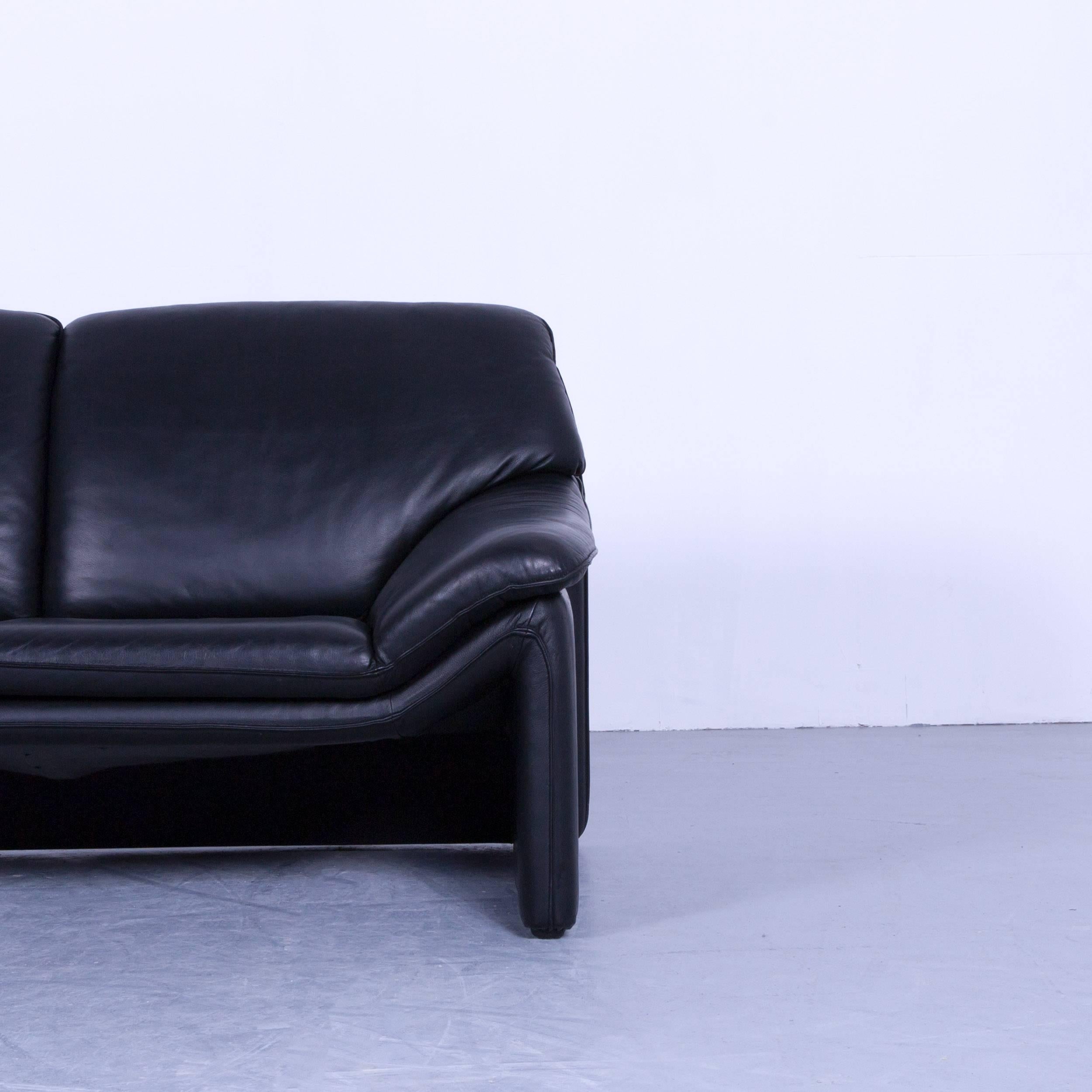 German Laauser Atlanta Designer Sofa Leather Black Two-Seat Couch