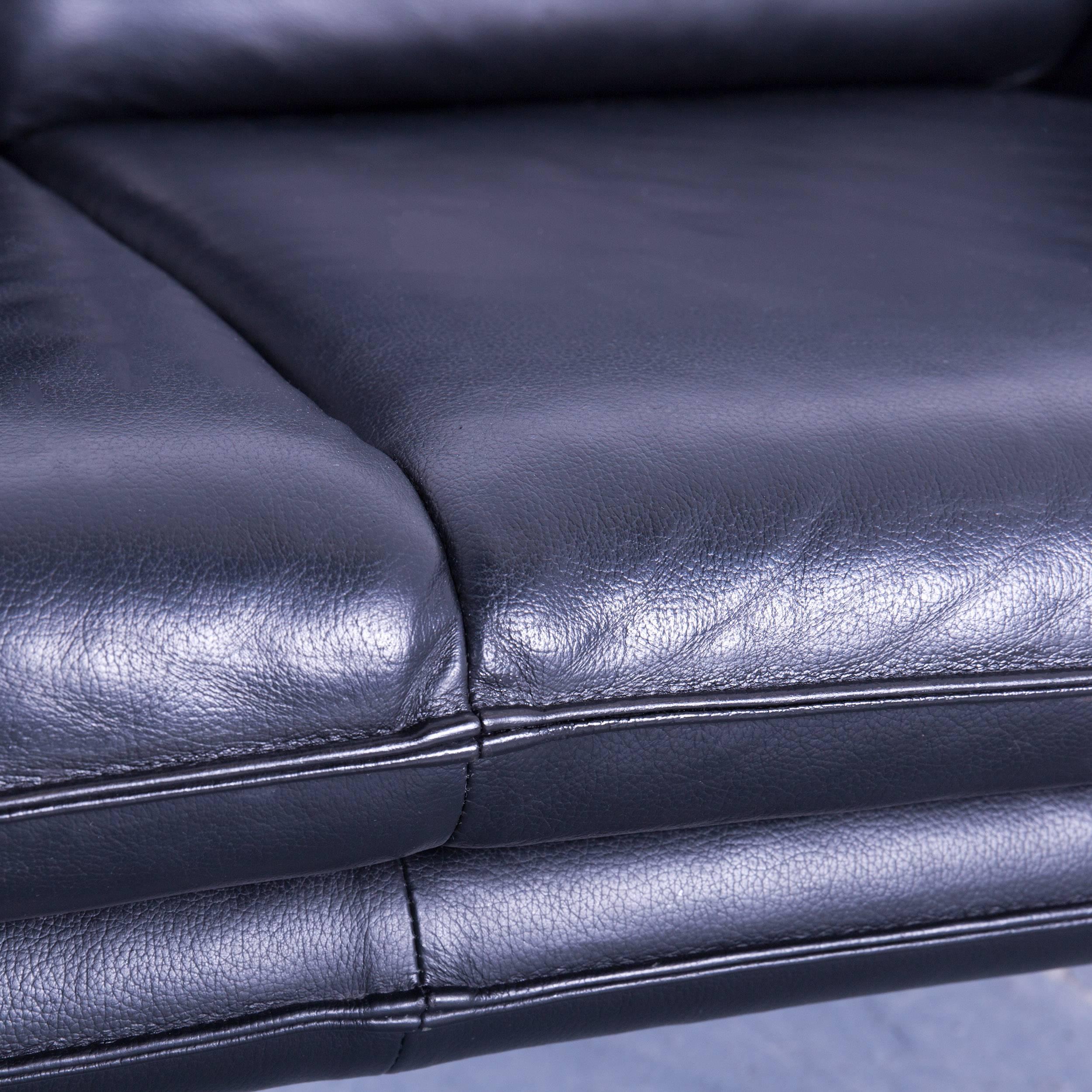Contemporary Laauser Atlanta Designer Sofa Leather Black Two-Seat Couch