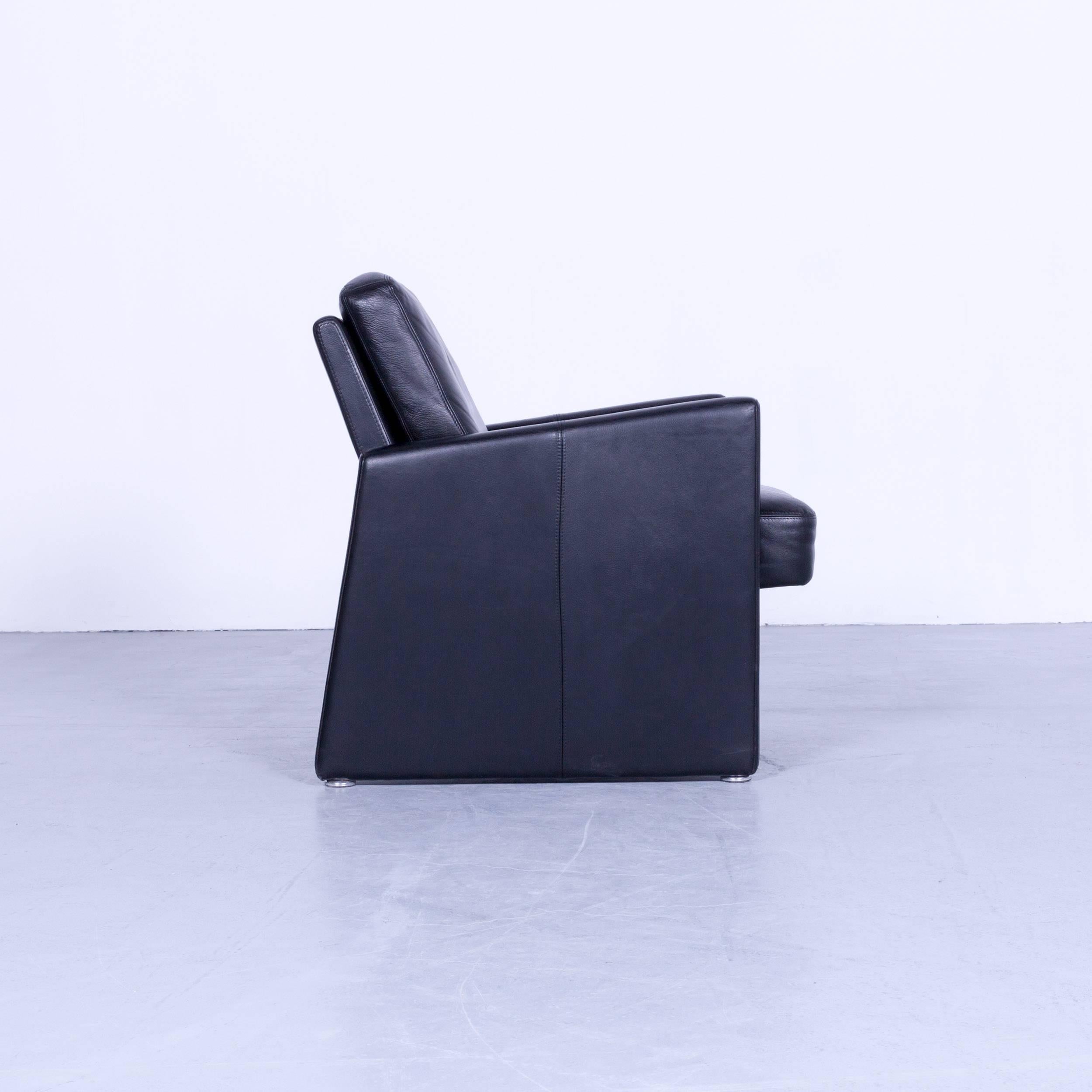 Brühl & Sippold Designer Armchair Black Leather Simple Form Made in Germany 3