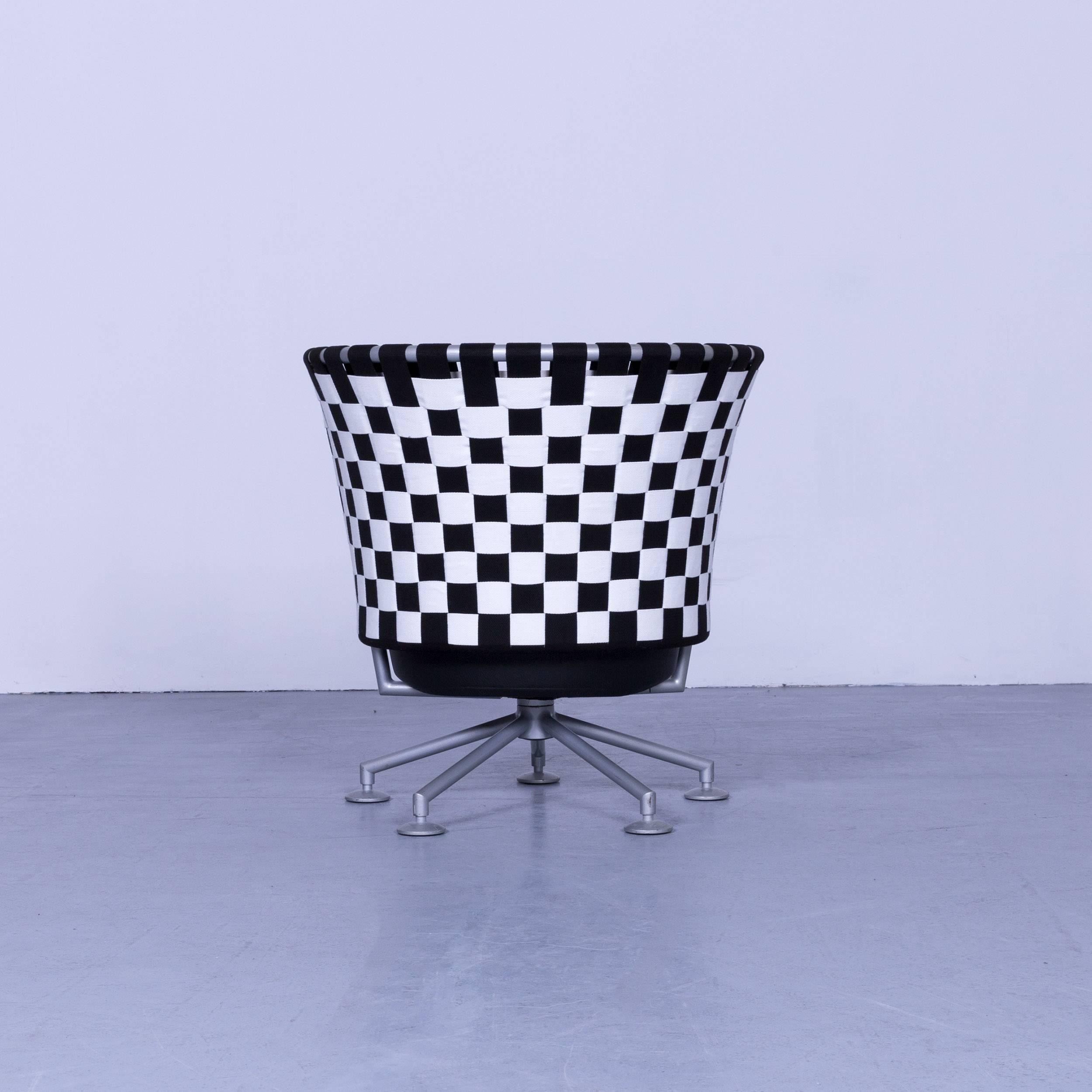 COR Circo Designer-Sessel aus schwarzem und weißem Leder mit einem Sitz und Stoffbezug 1
