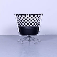 COR Circo Designer-Sessel aus schwarzem und weißem Leder mit einem Sitz und Stoffbezug