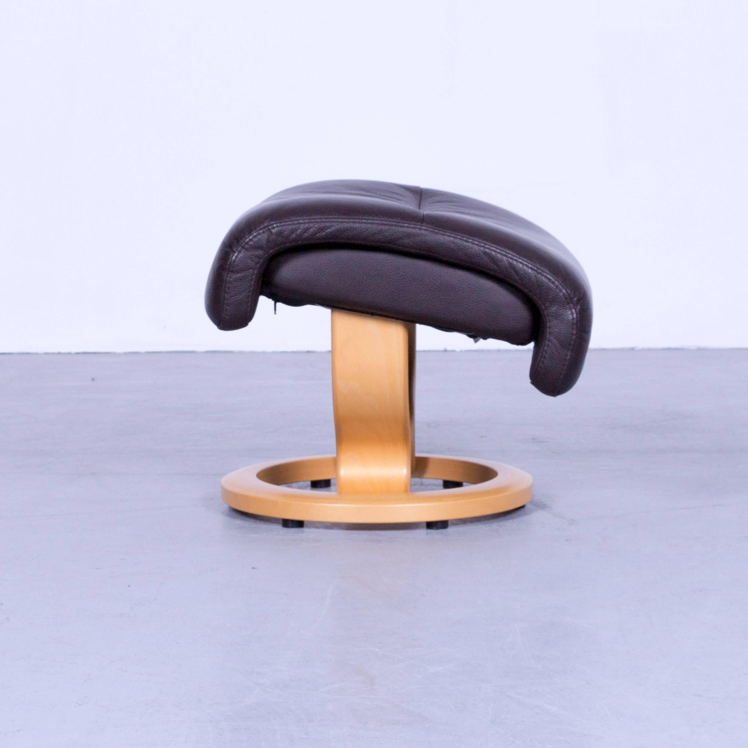 Ekornes Stressless Memphis Footstool Brown Leather Modern Footrest Designer Wood 1