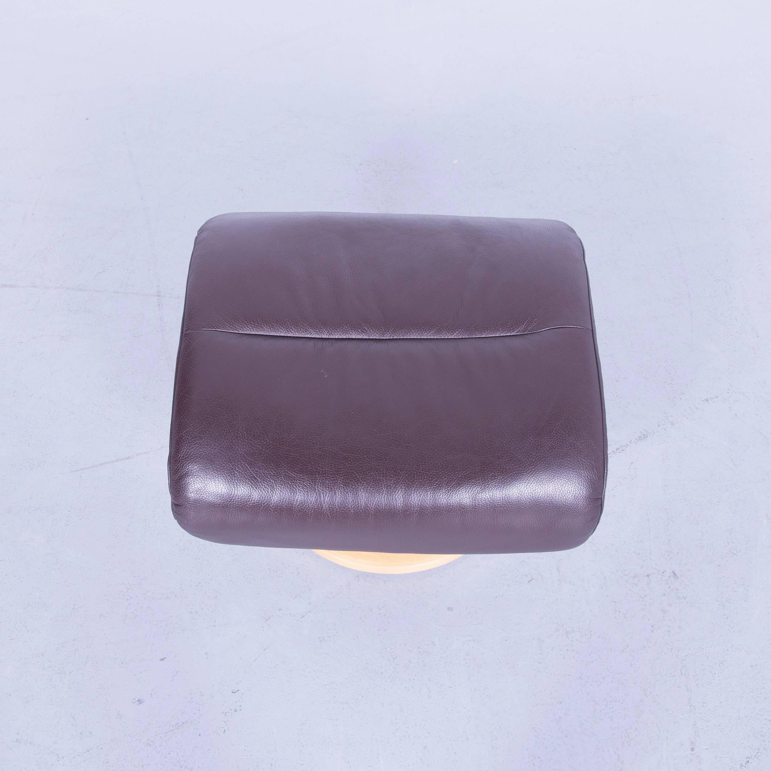 German Ekornes Stressless Memphis Footstool Brown Leather Modern Footrest Designer Wood