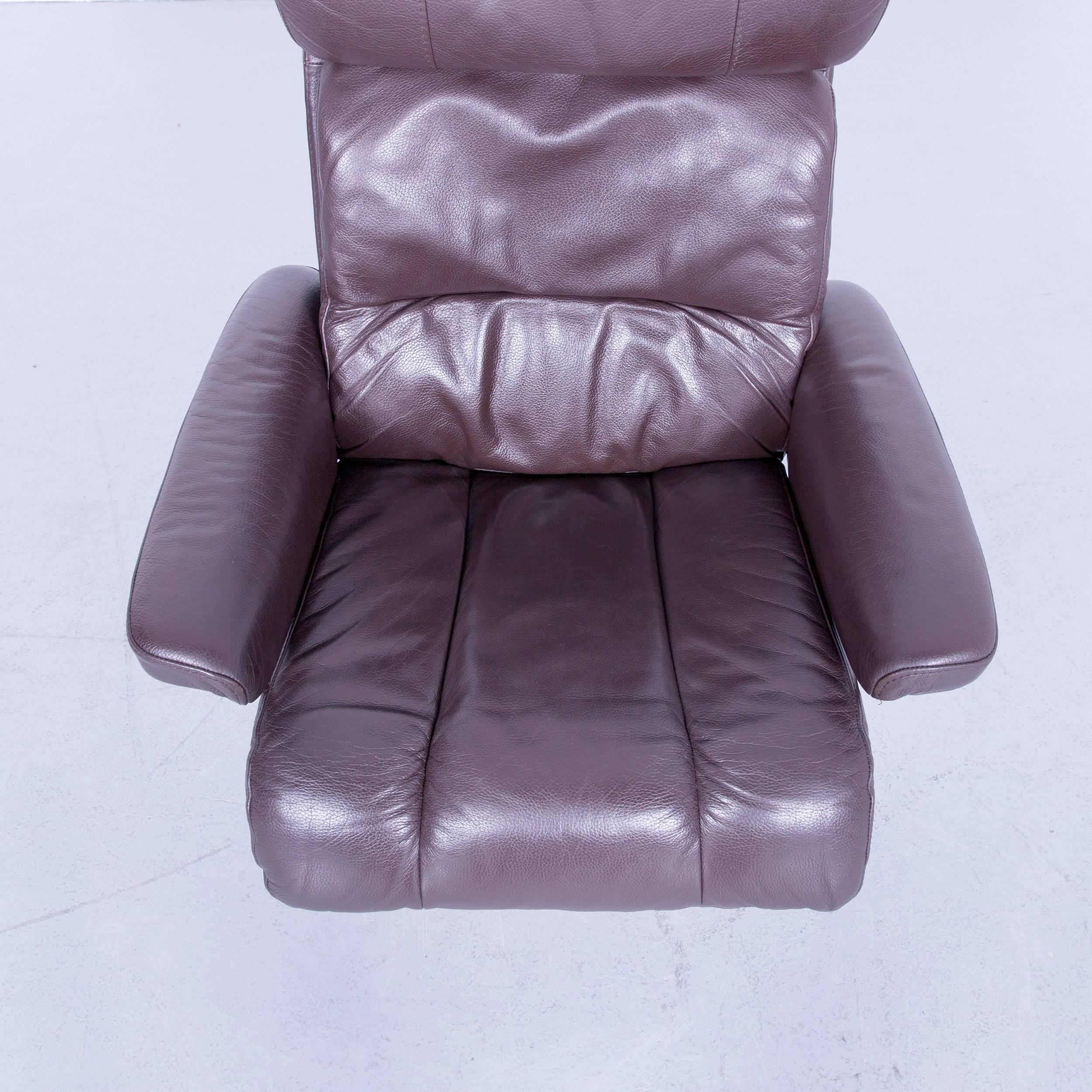 Contemporary Ekornes Stressless Memphis Armchair Set Brown Leather Modern Recliner Chair