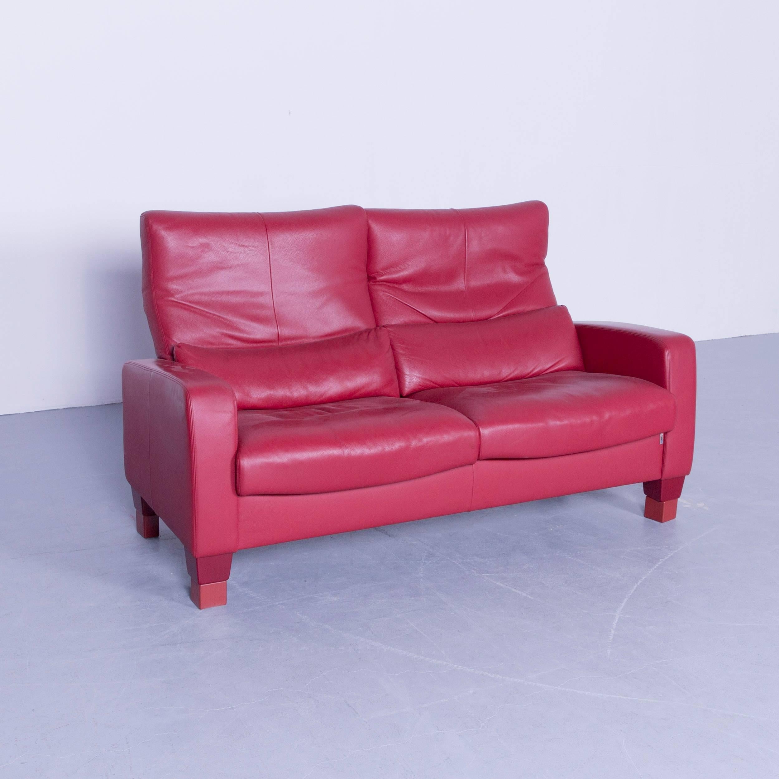 Contemporary Erpo Designer Sofa Set Leather Red Two-Seat and Armchair Couch Recline Function