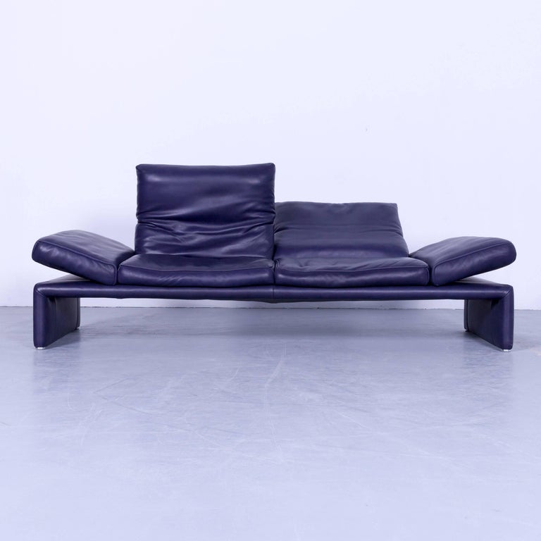 koinor raoul designer sofa and footstool purple eggplant colored leather at 1stdibs