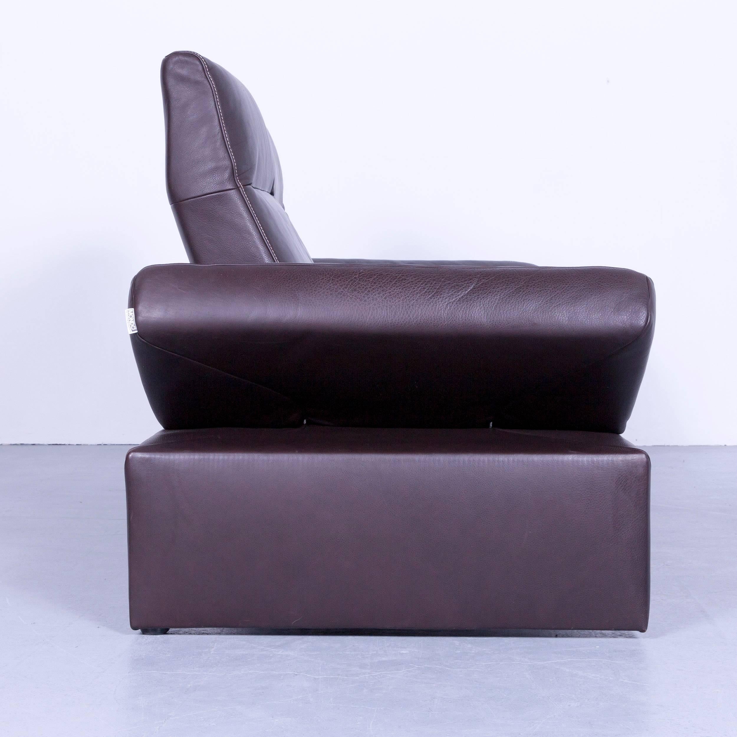 Leather Original Mondo Designer Sofa Brown Three-Seat Couch Modern Recliner Function