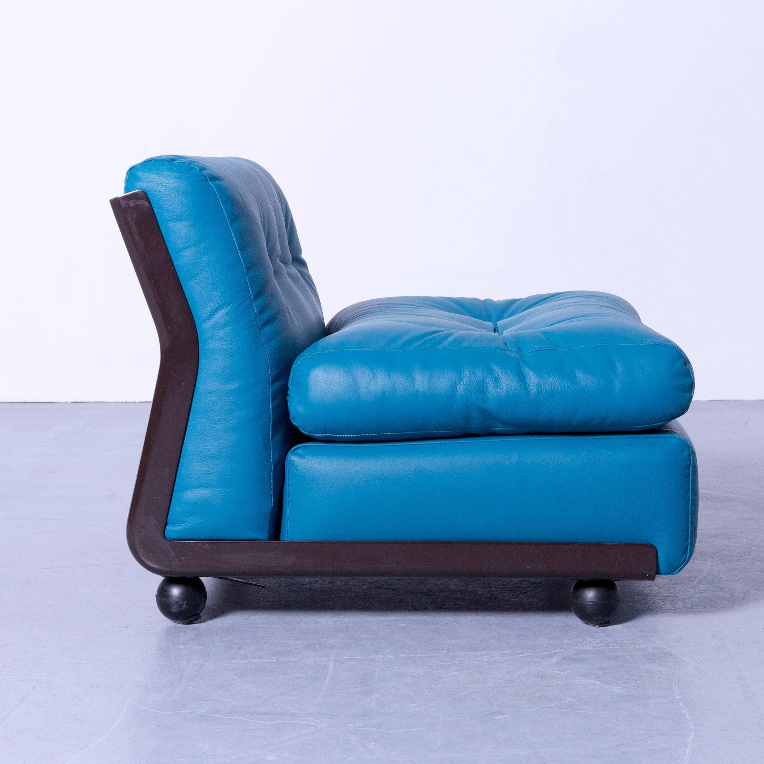 Leather B&B Italia Amanta Designer Lounge Chair by Mario Bellini Turquoise For Sale