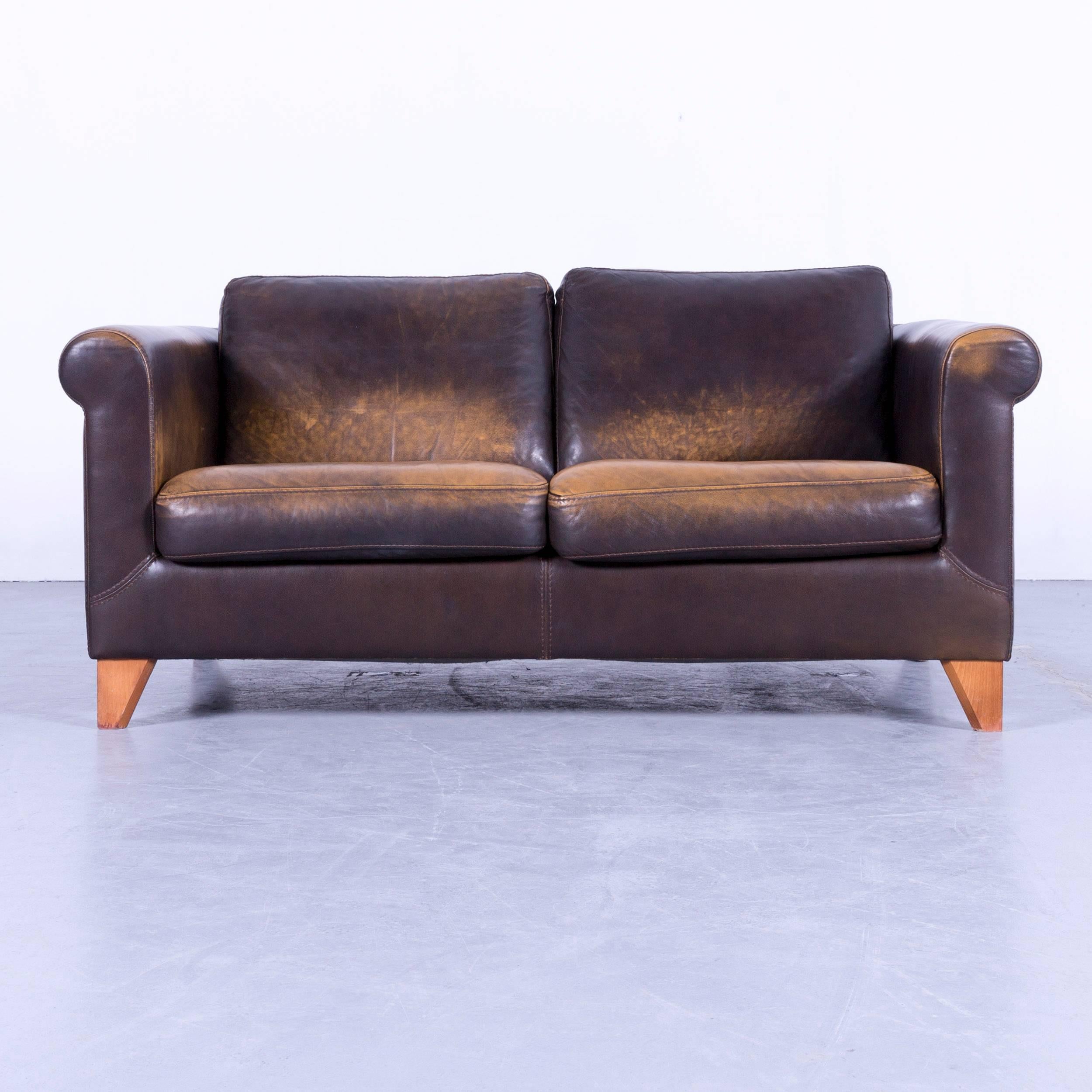 Machalke designer two-seat sofa set and armchair Leather Brown made for pure comfort and flexibility.
