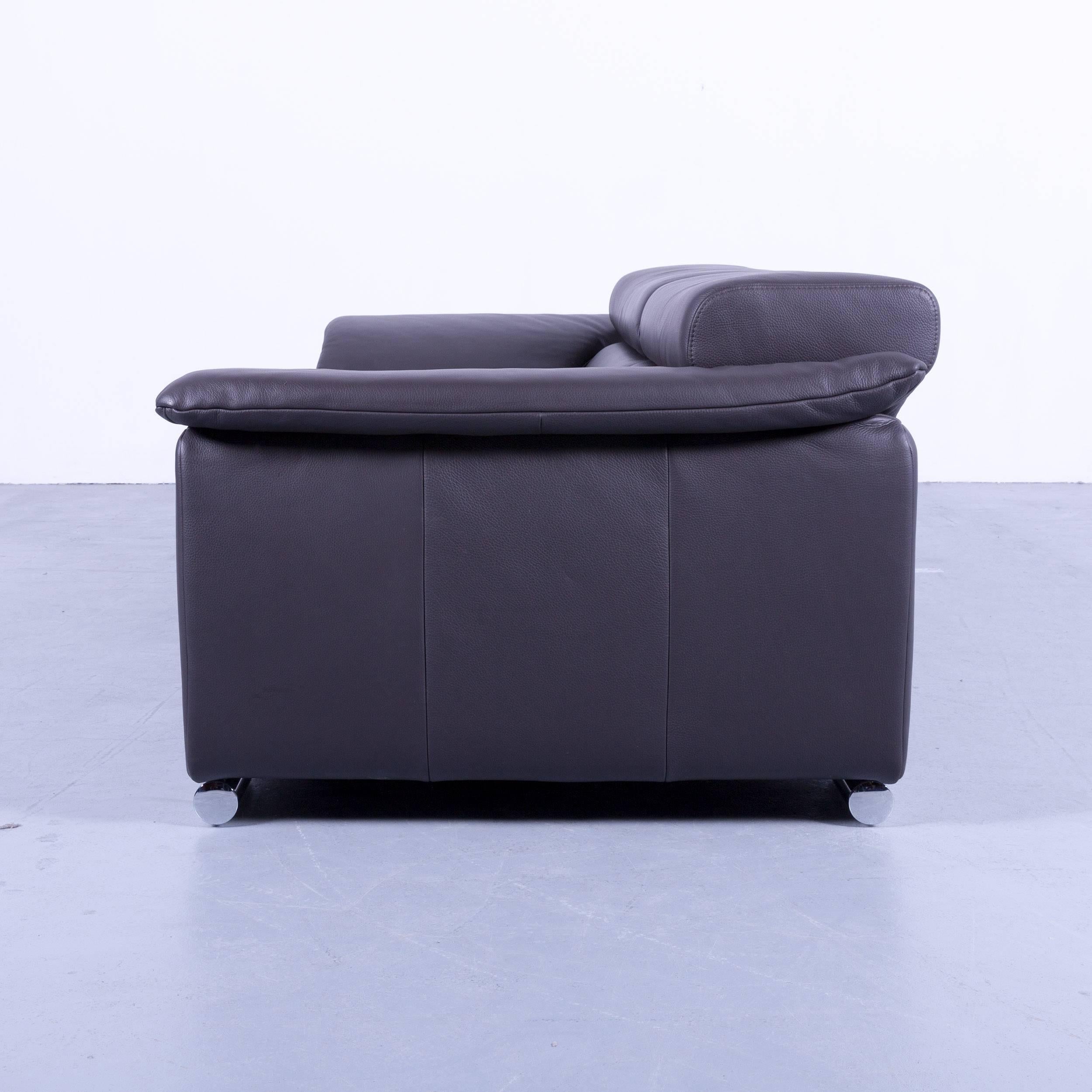 Ewald Schillig Brand Blues Designer Sofa Anthracite Grey Brown Leather Couch 2