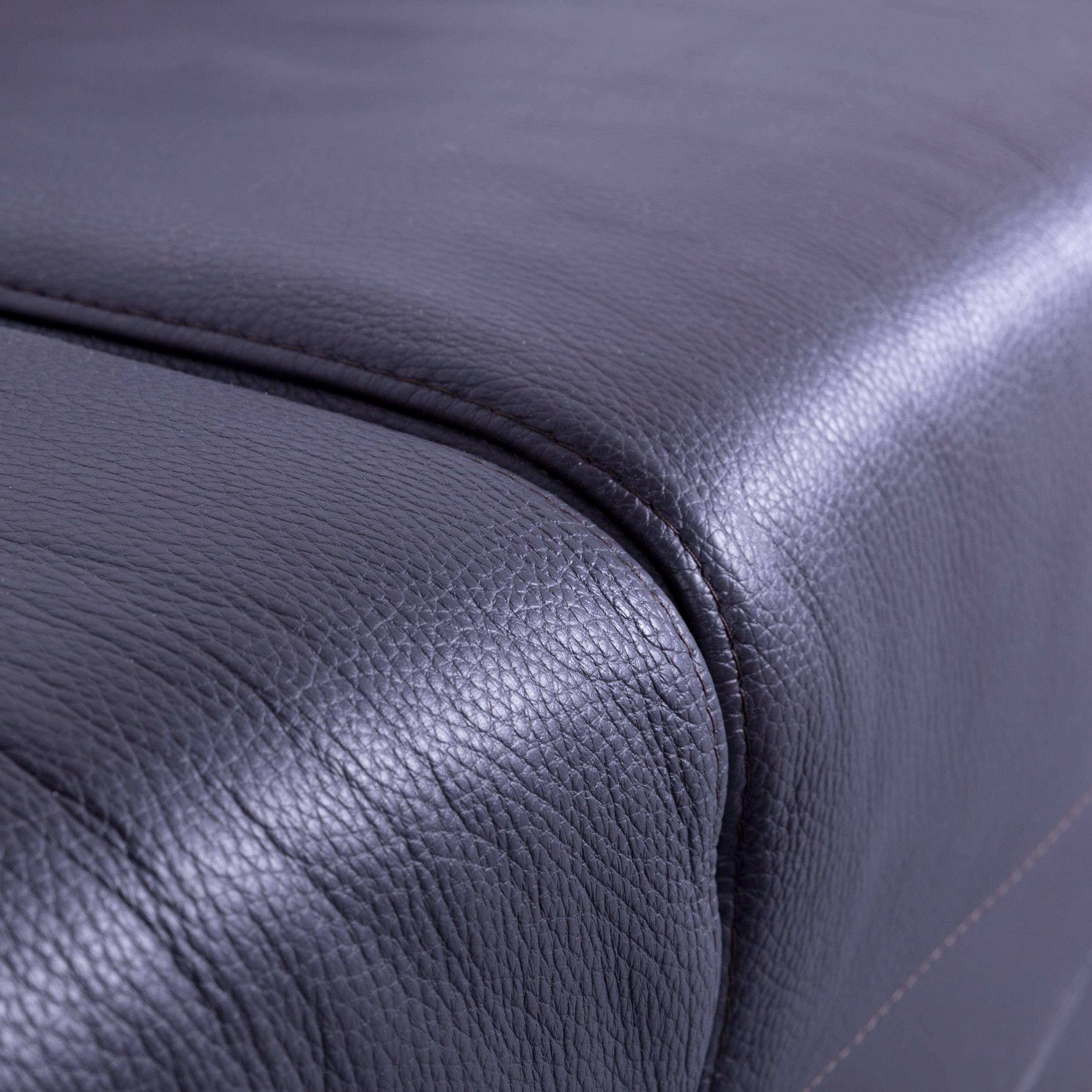 German Ewald Schillig Brand Blues Designer Sofa Anthracite Grey Brown Leather Couch