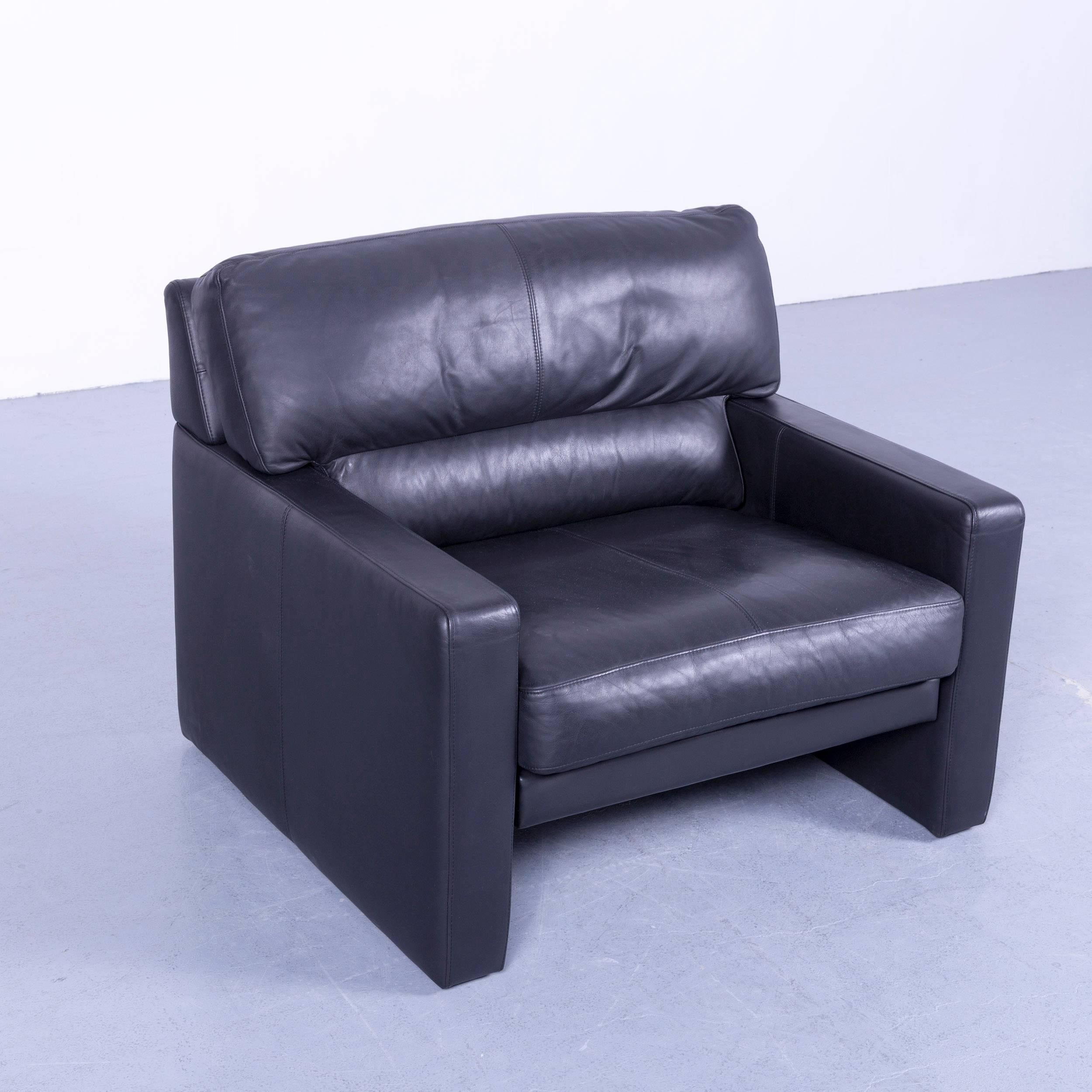 WK Wohnen Designer Armchair Leather Black Couch Modern In Good Condition In Cologne, DE