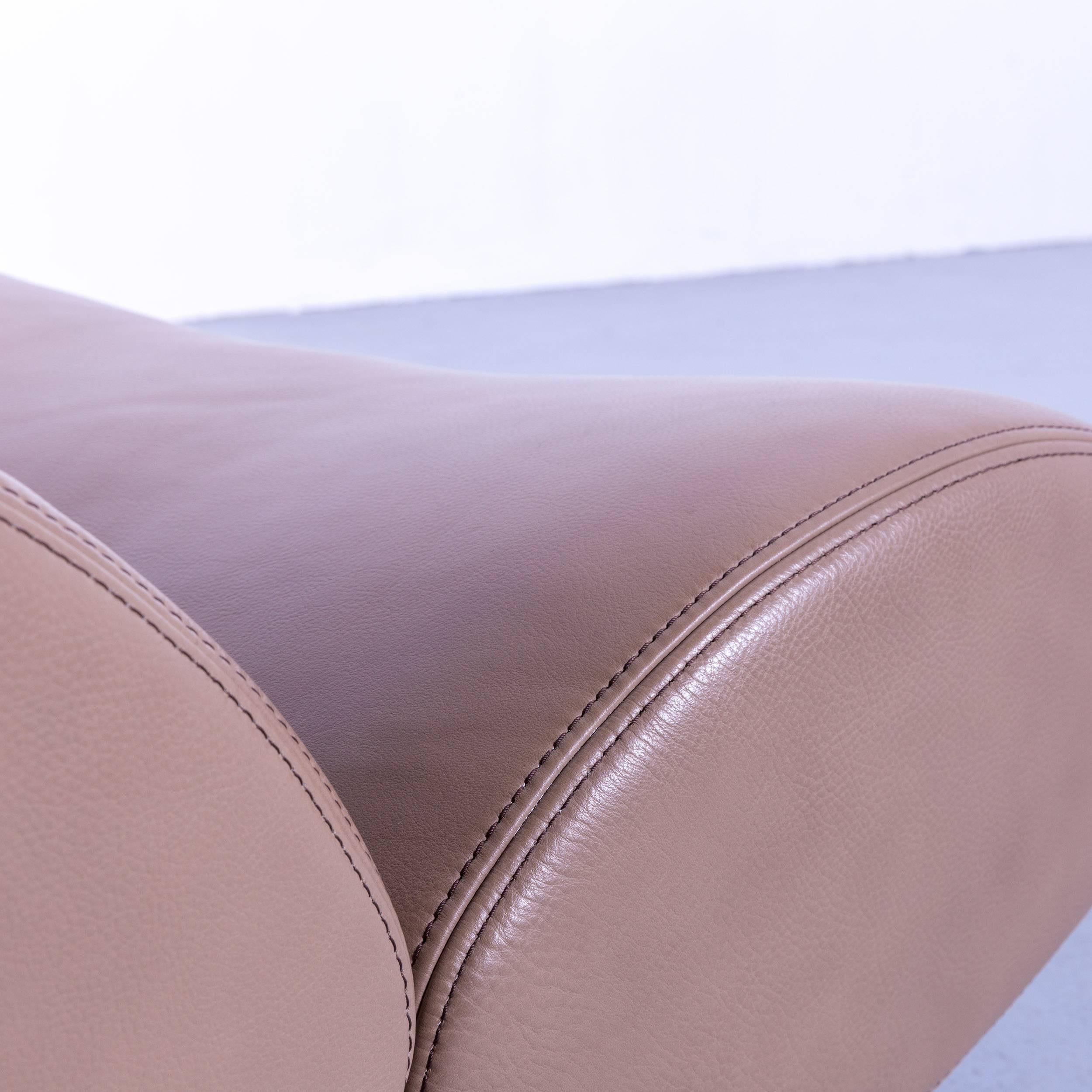 Contemporary Koinor Jetlag Designer Rocking Chair Beige Crème Leather One-Seat Metal Frame