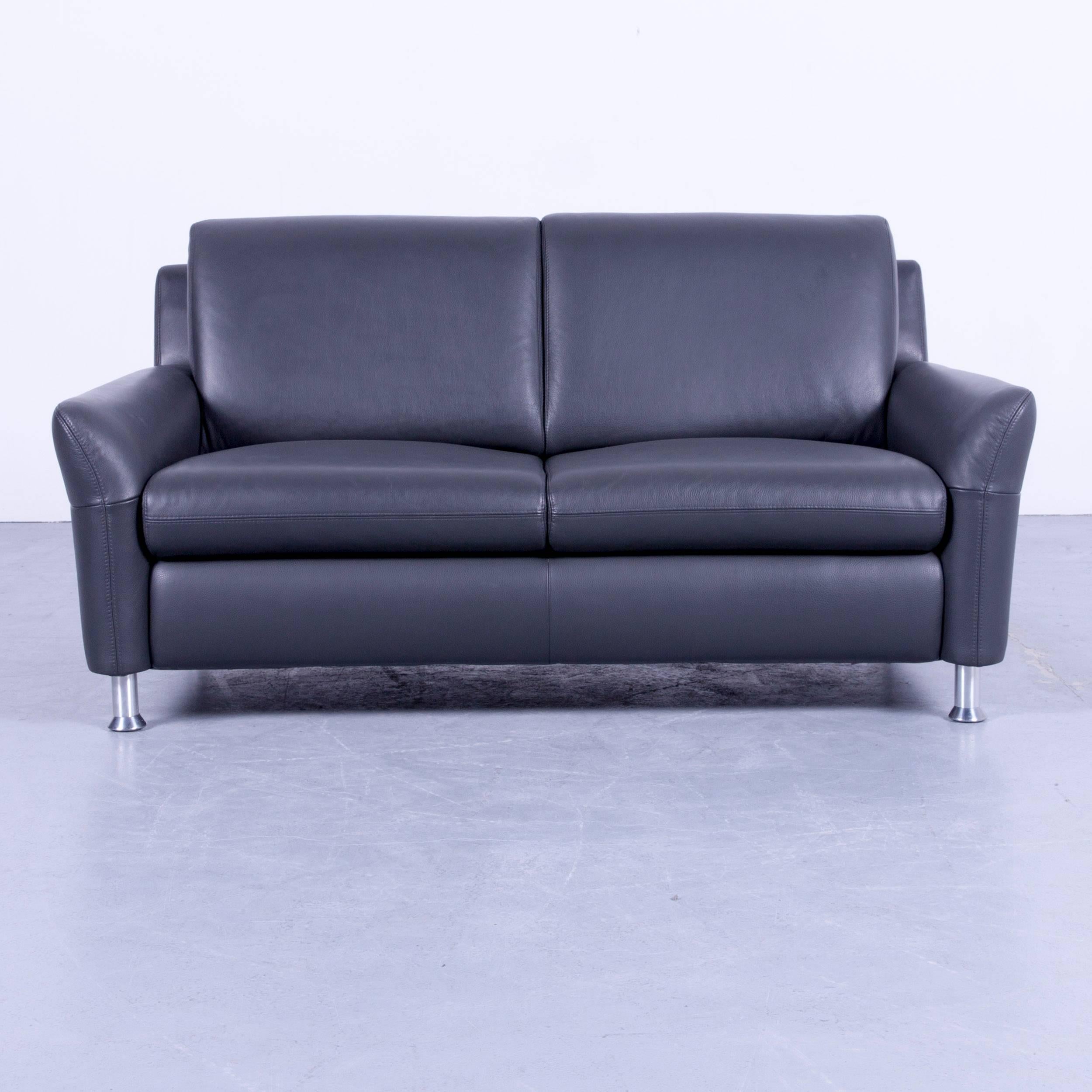 Grey colored original Willi Schillig designer leather sofa, in a minimalistic and modern design, made for pure comfort and style.