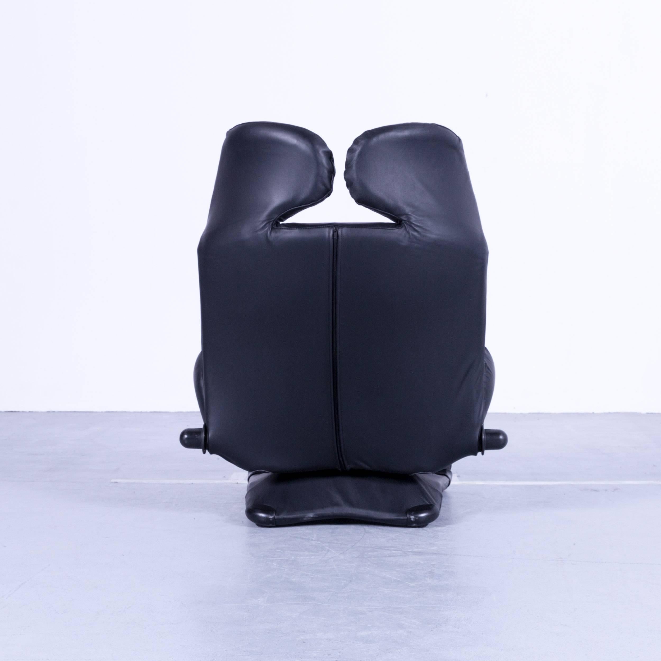 Cassina Wink Designer Chair Black Leather Function Recliner by Toshiyuki Kita 2