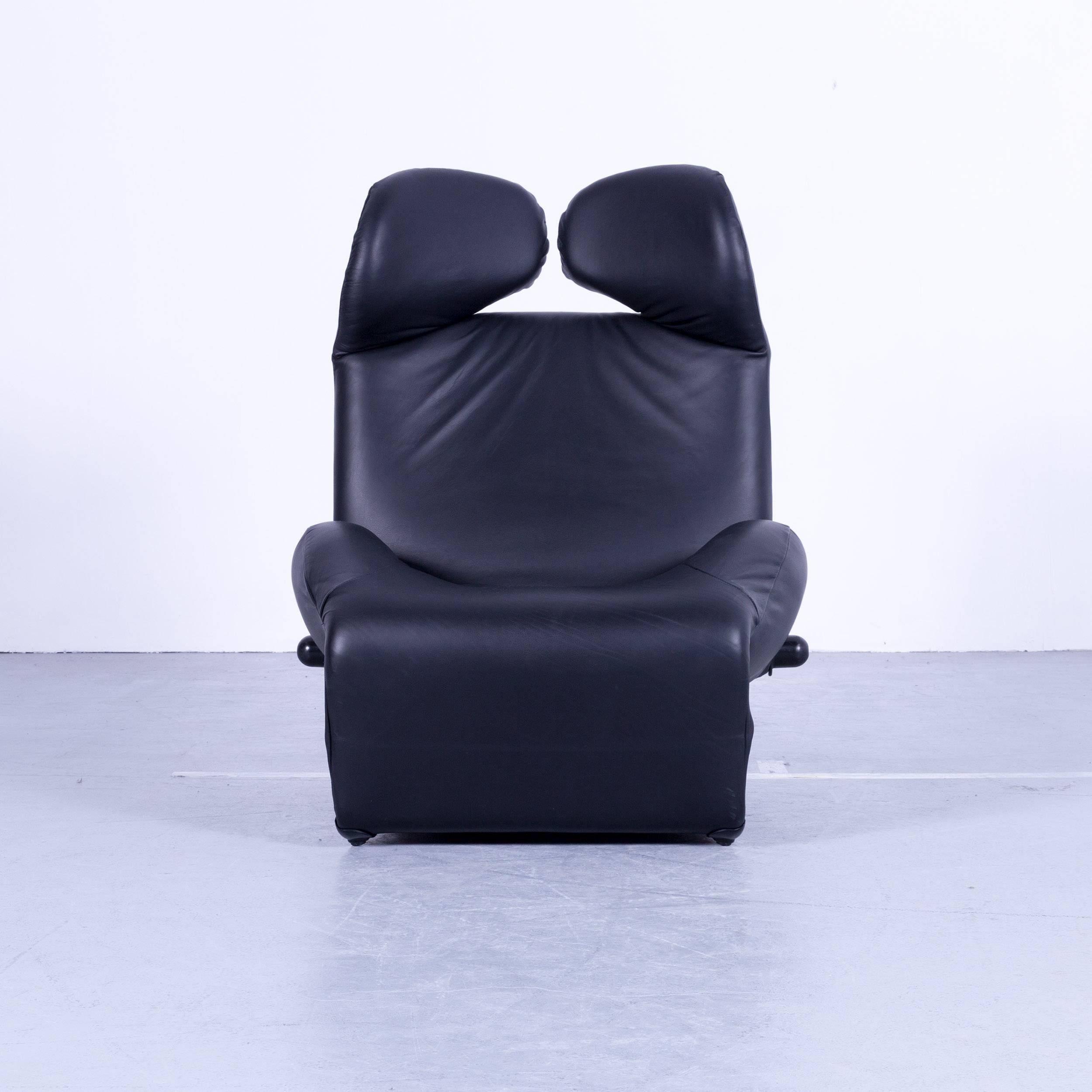 Italian Cassina Wink Designer Chair Black Leather Function Recliner by Toshiyuki Kita