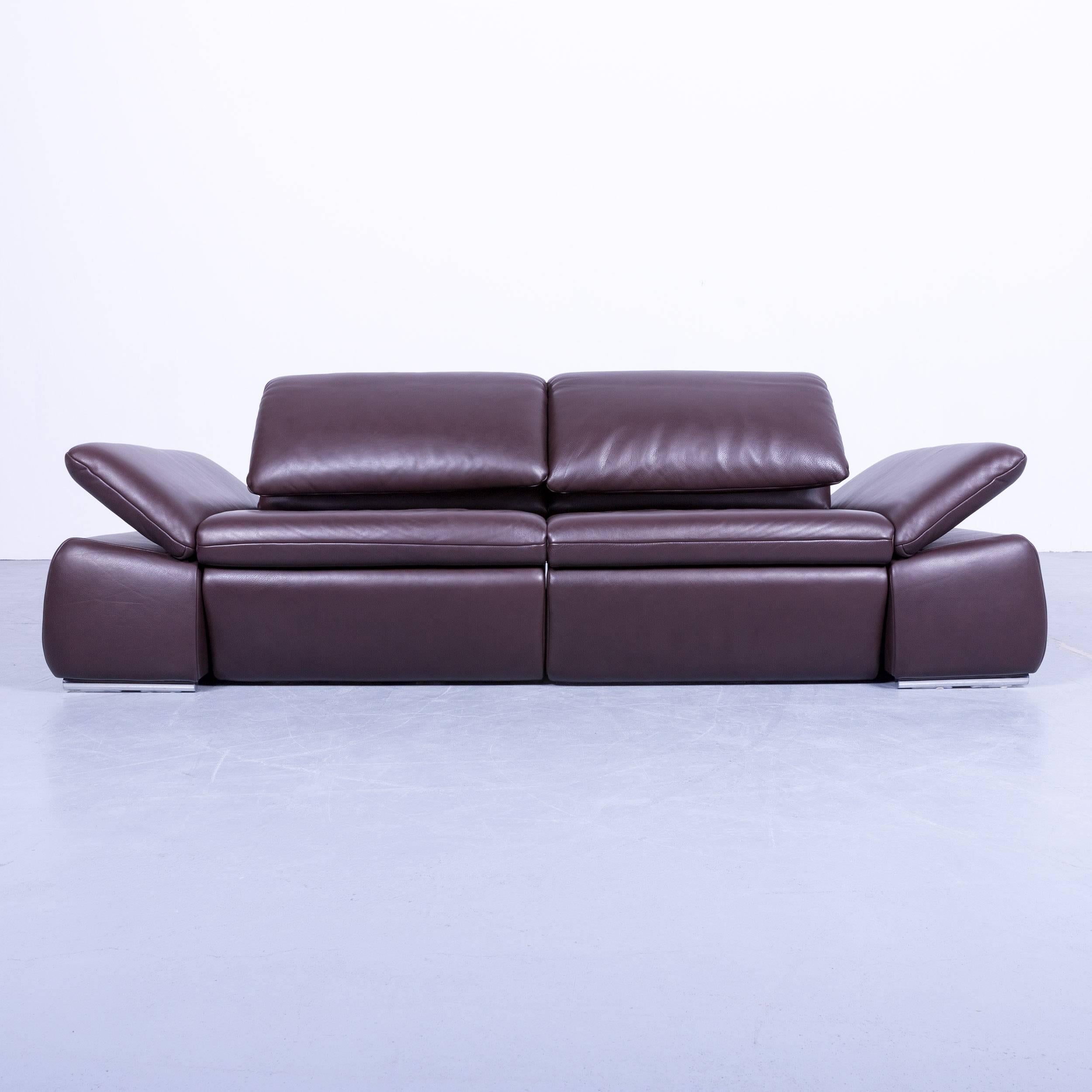 German Koinor Evento Designer Sofa Brown Mocca Leather Electric Function Modern For Sale