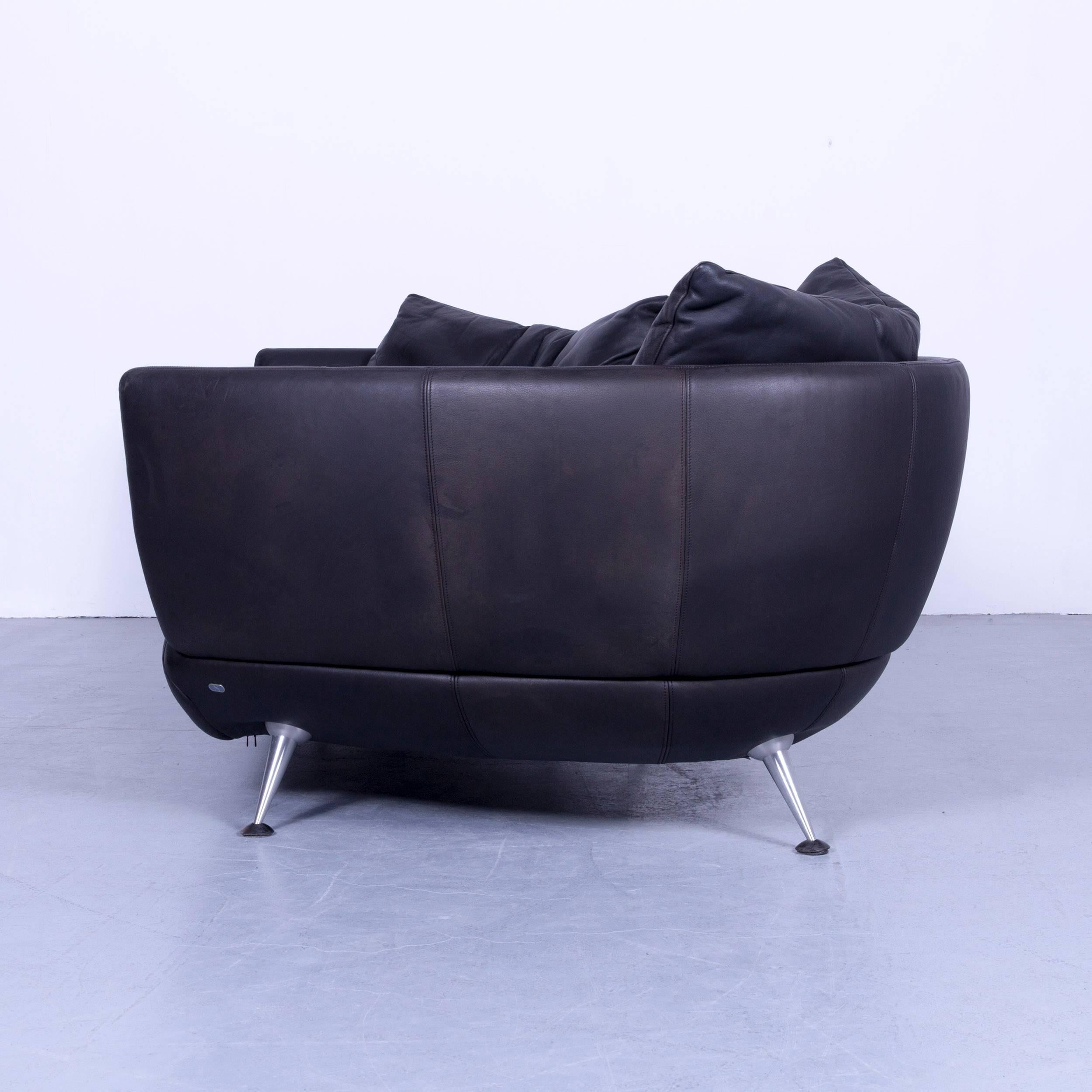 de Sede DS-102 Designer Sofa Leather Black Three-Seat Couch Matthias Hoffmann 5