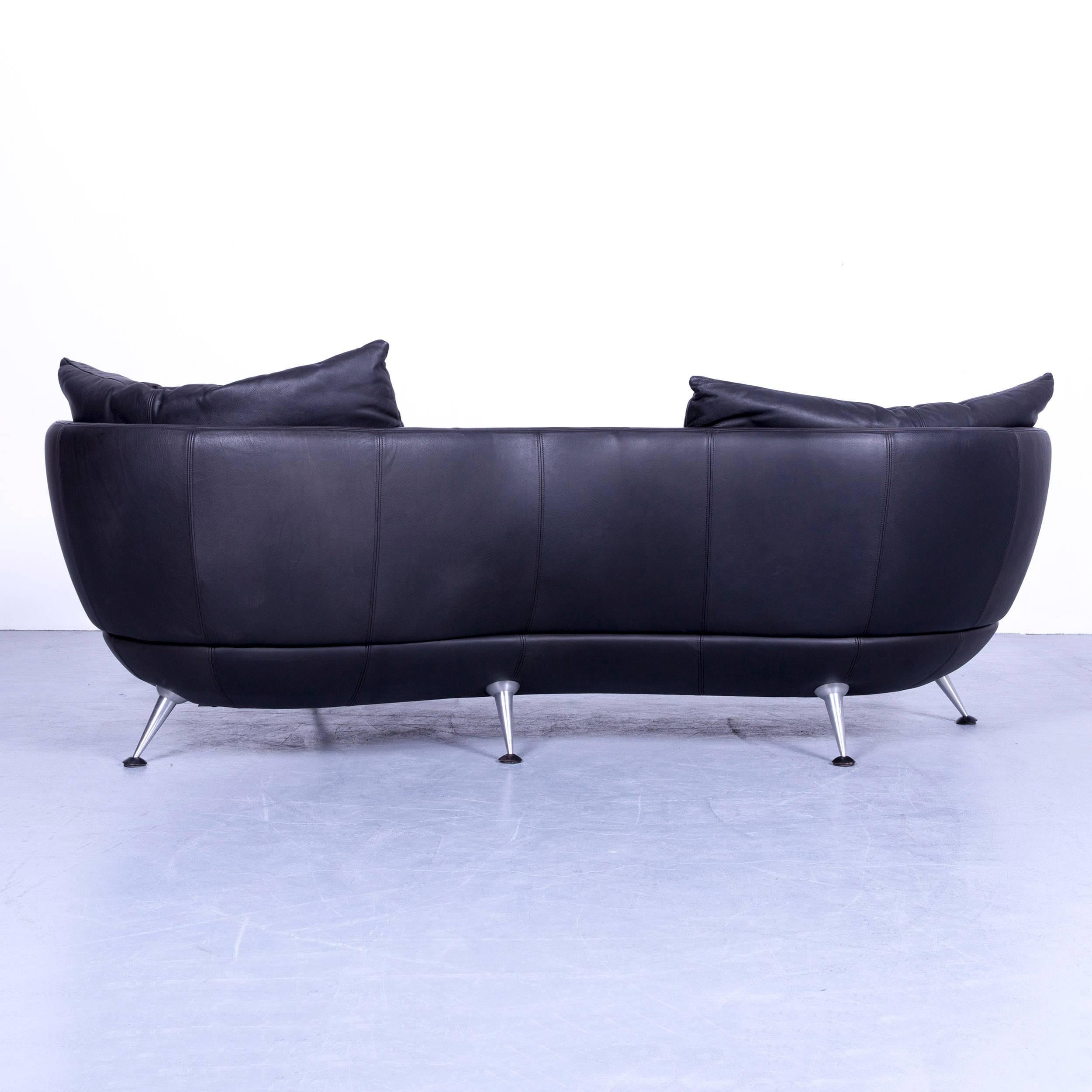 de Sede DS-102 Designer Sofa Leather Black Three-Seat Couch Matthias Hoffmann 4