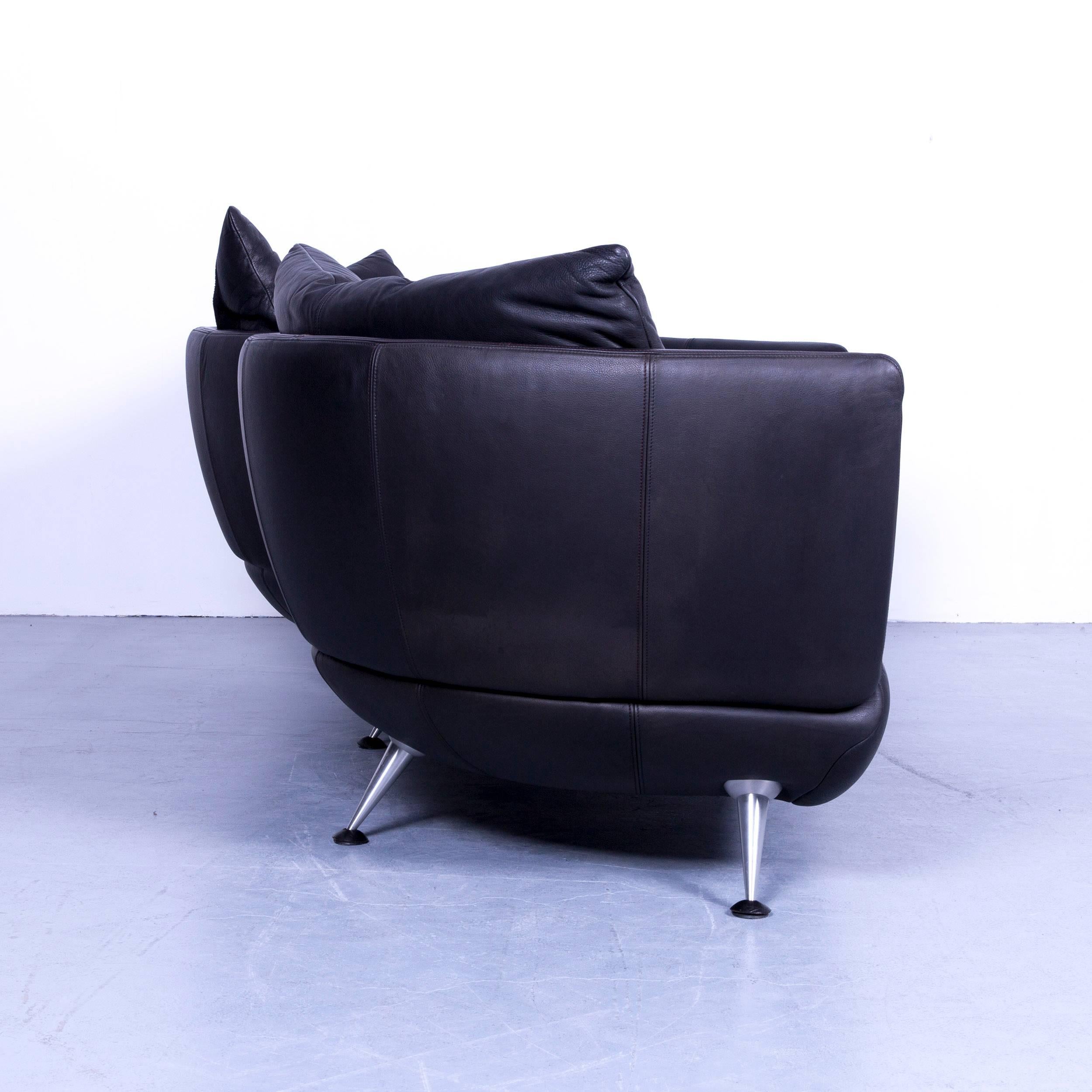de Sede DS-102 Designer Sofa Leather Black Three-Seat Couch Matthias Hoffmann 3