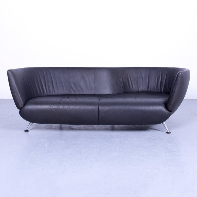 de Sede DS-102 Designer Sofa Leather Black Three-Seat Couch Matthias  Hoffmann at 1stDibs