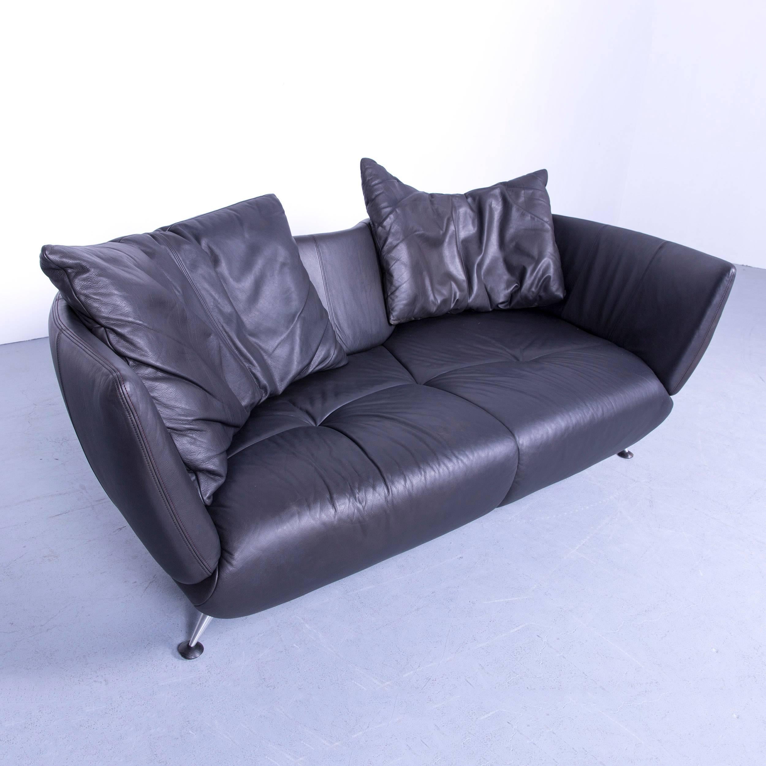 Contemporary de Sede DS-102 Designer Sofa Leather Black Three-Seat Couch Matthias Hoffmann